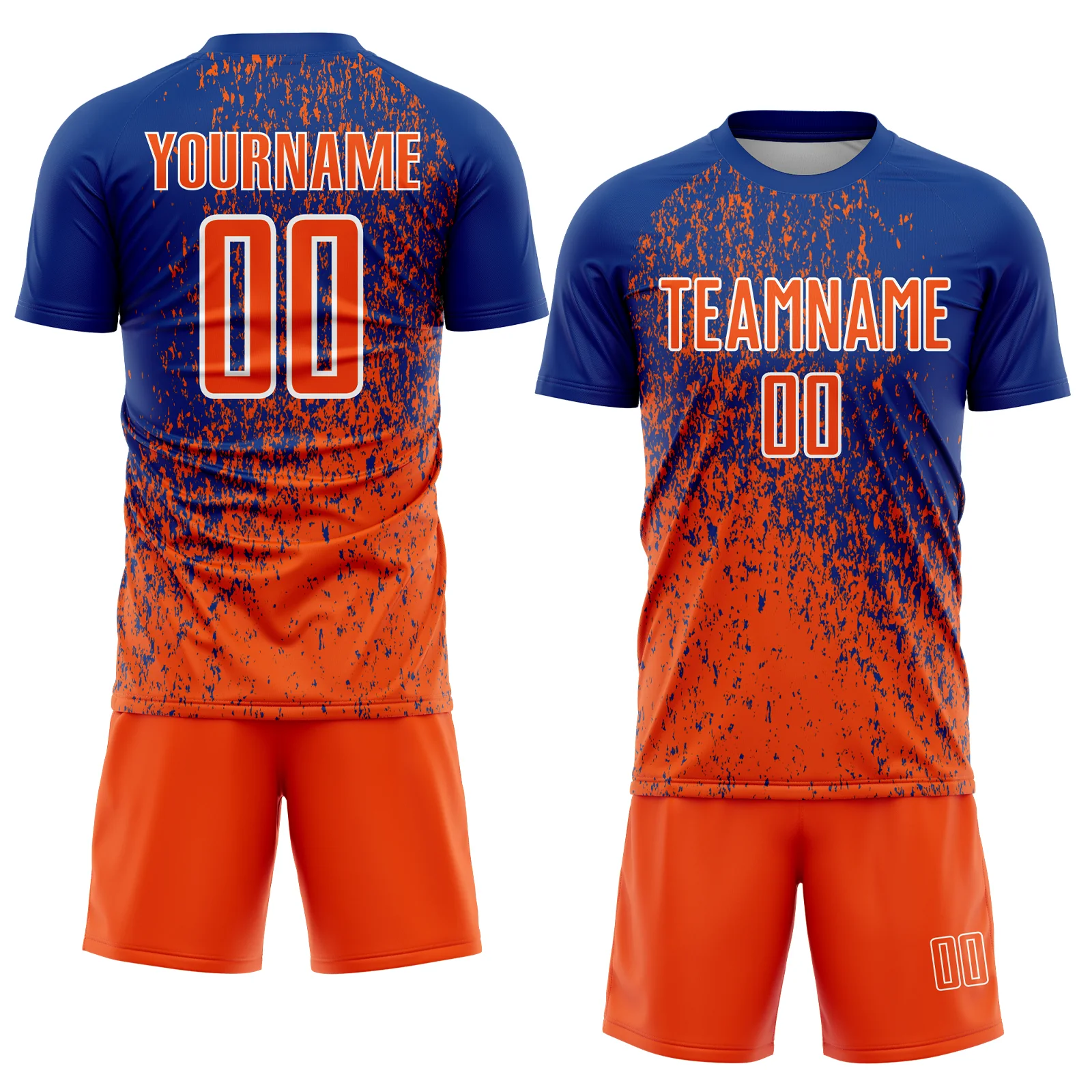 Custom Royal Orange-White Abstract Fragment Art Sublimation Soccer Uniform Jersey - Image 2