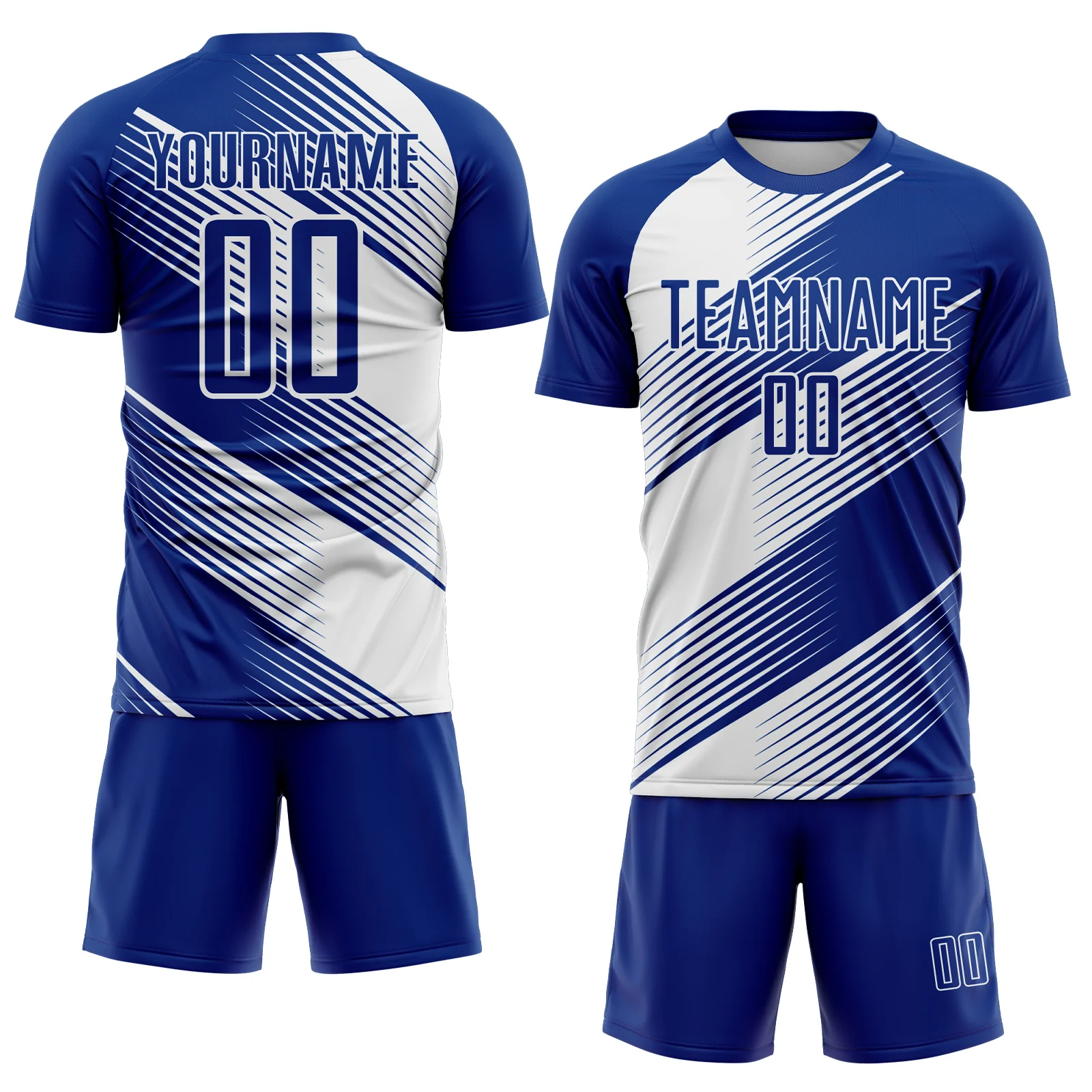 Custom Royal White Line Sublimation Soccer Uniform Jersey - Image 2