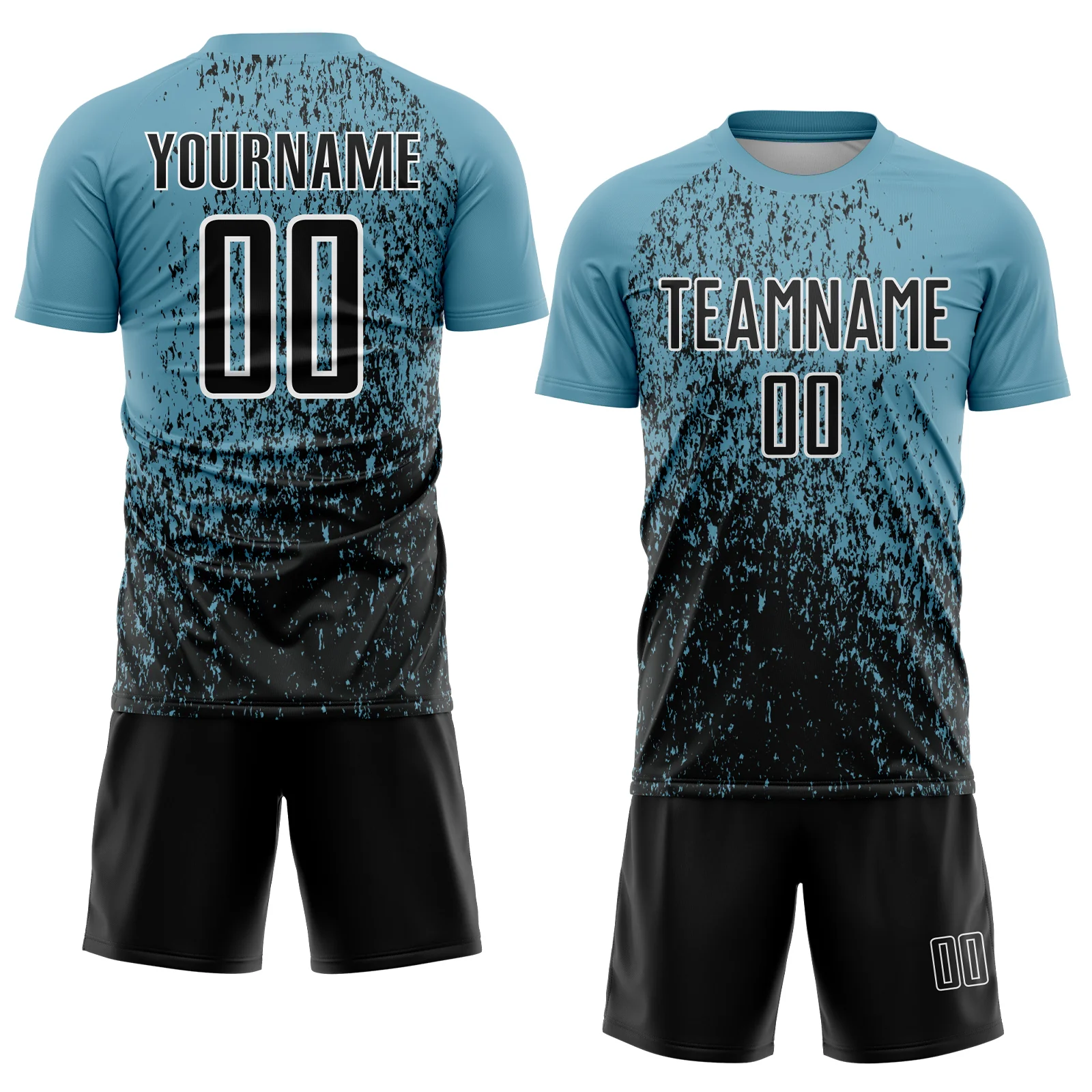 Custom Shadow Blue Black-White Abstract Fragment Art Sublimation Soccer Uniform Jersey - Image 2