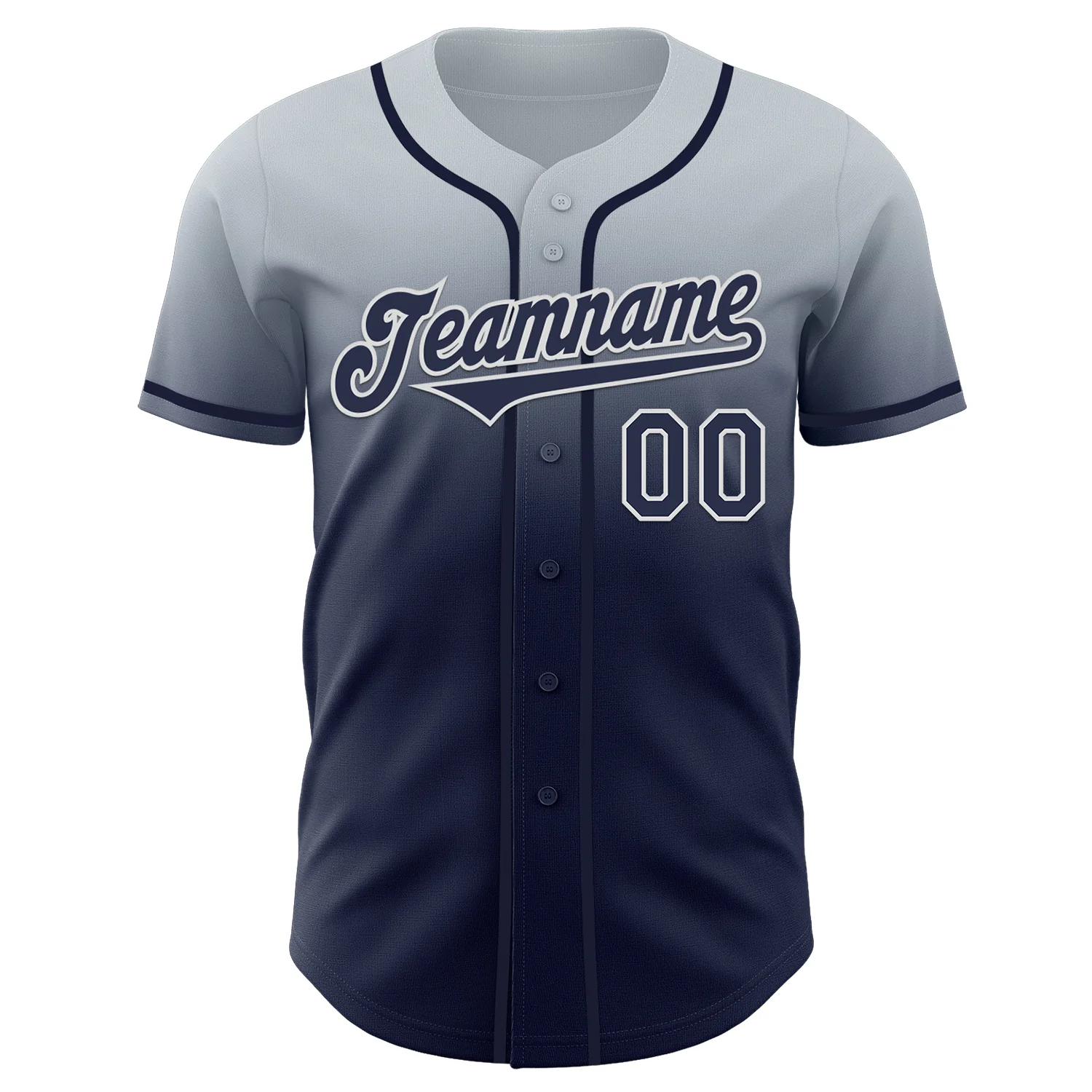 Custom Silver Navy-White Authentic Fade Fashion Baseball Jersey - Image 2
