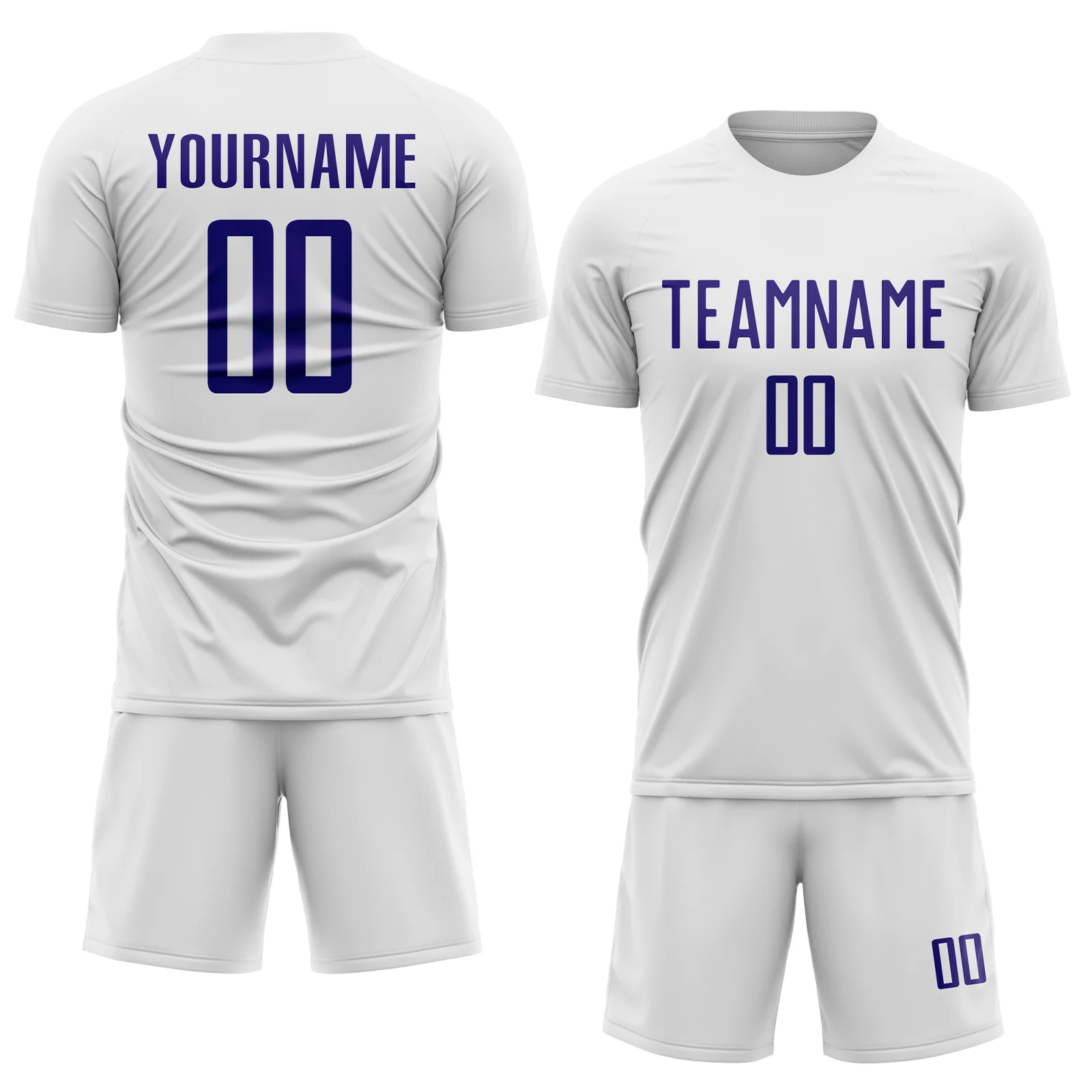Custom White Dark Purple Sublimation Soccer Uniform Jersey - Image 2