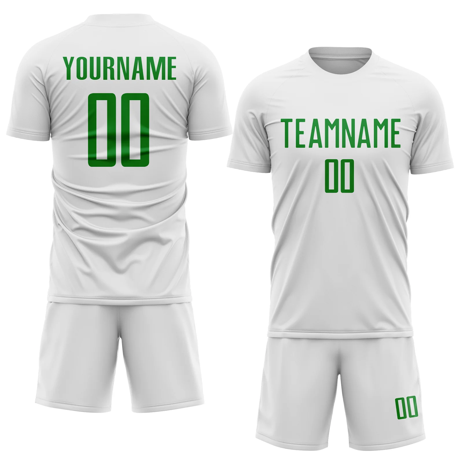 Custom White Grass Green Sublimation Soccer Uniform Jersey - Image 2