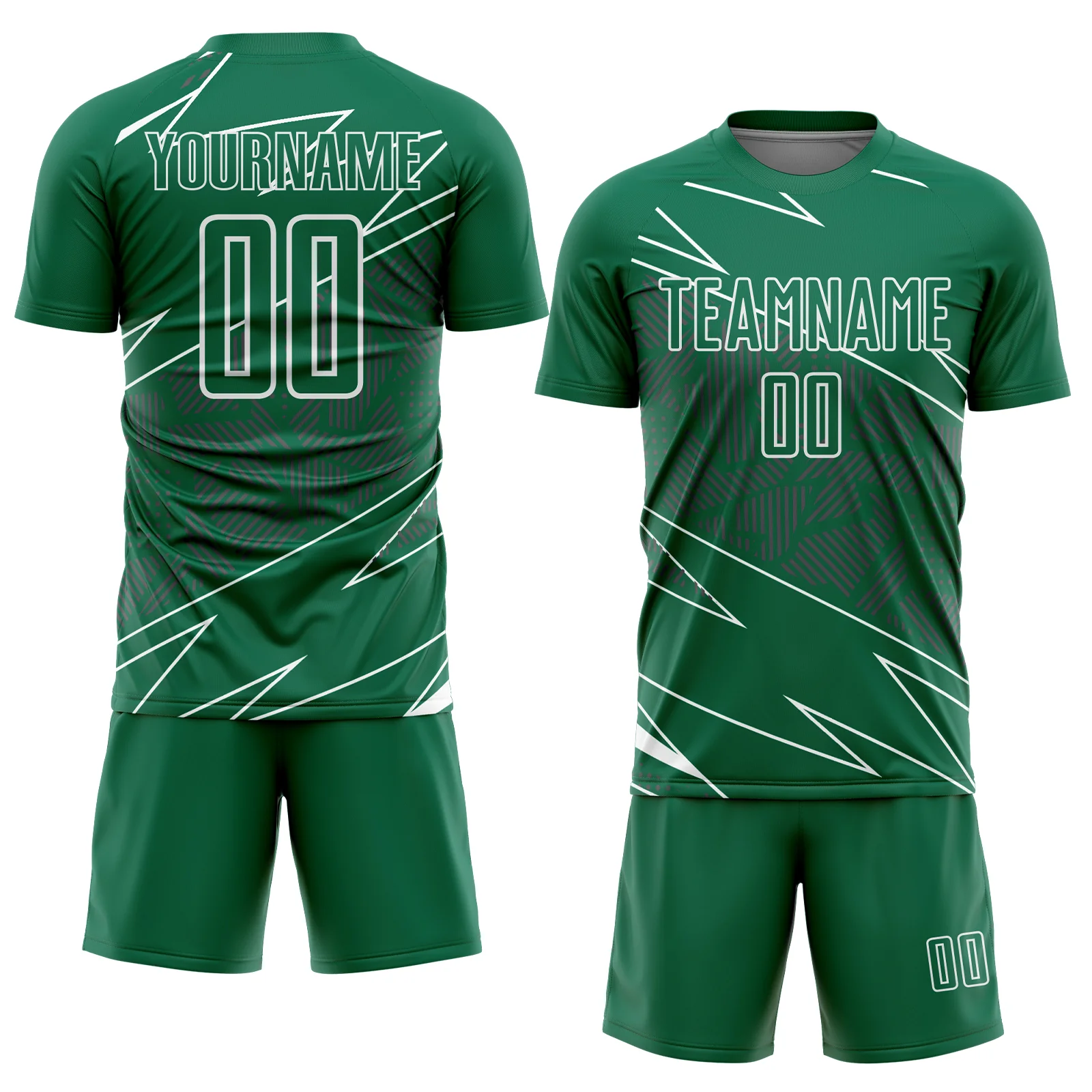 Custom Kelly Green White Lines Sports Sublimation Soccer Uniform Jersey - Image 2