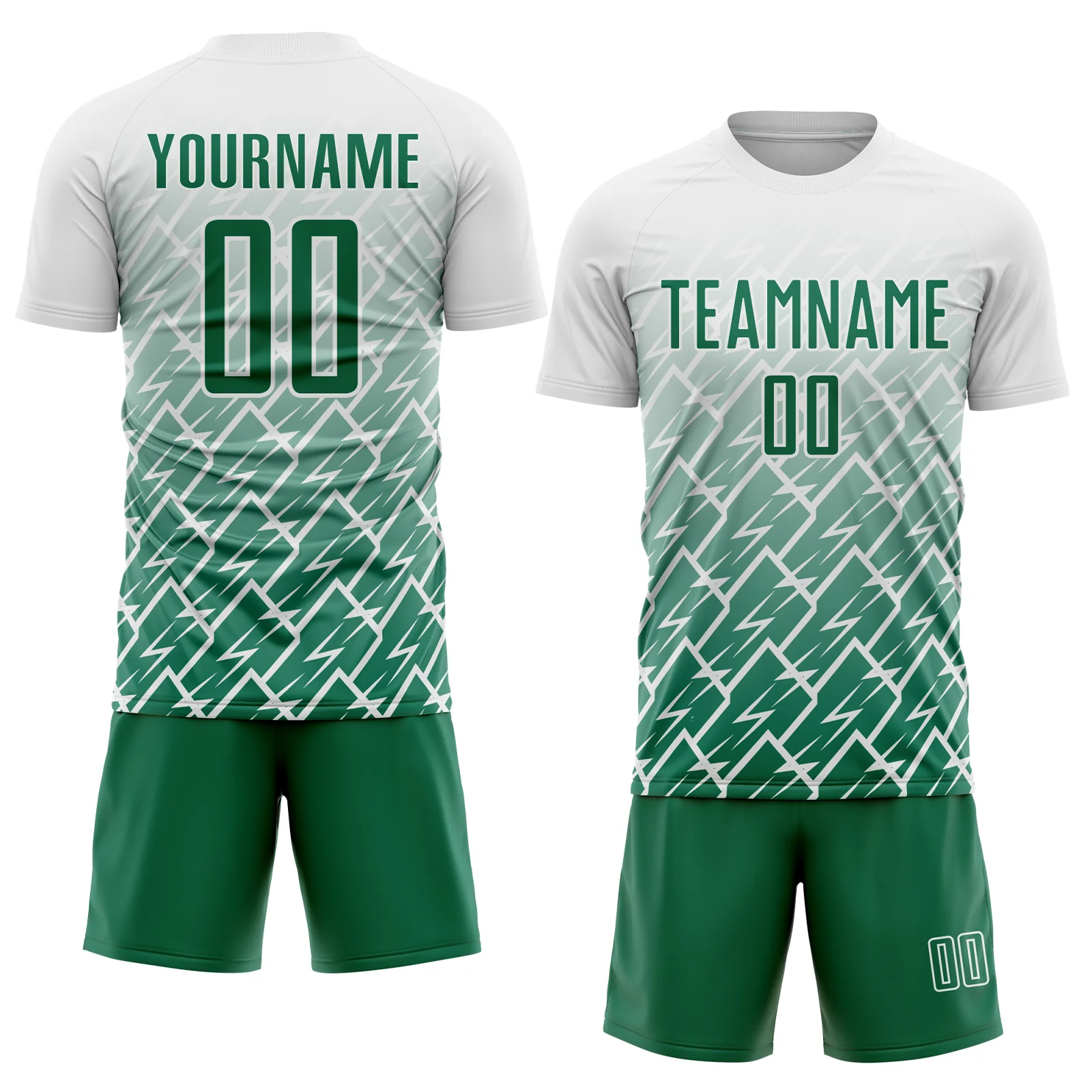 Custom White Kelly Green Lightning Sports Sublimation Soccer Uniform Jersey - Image 2