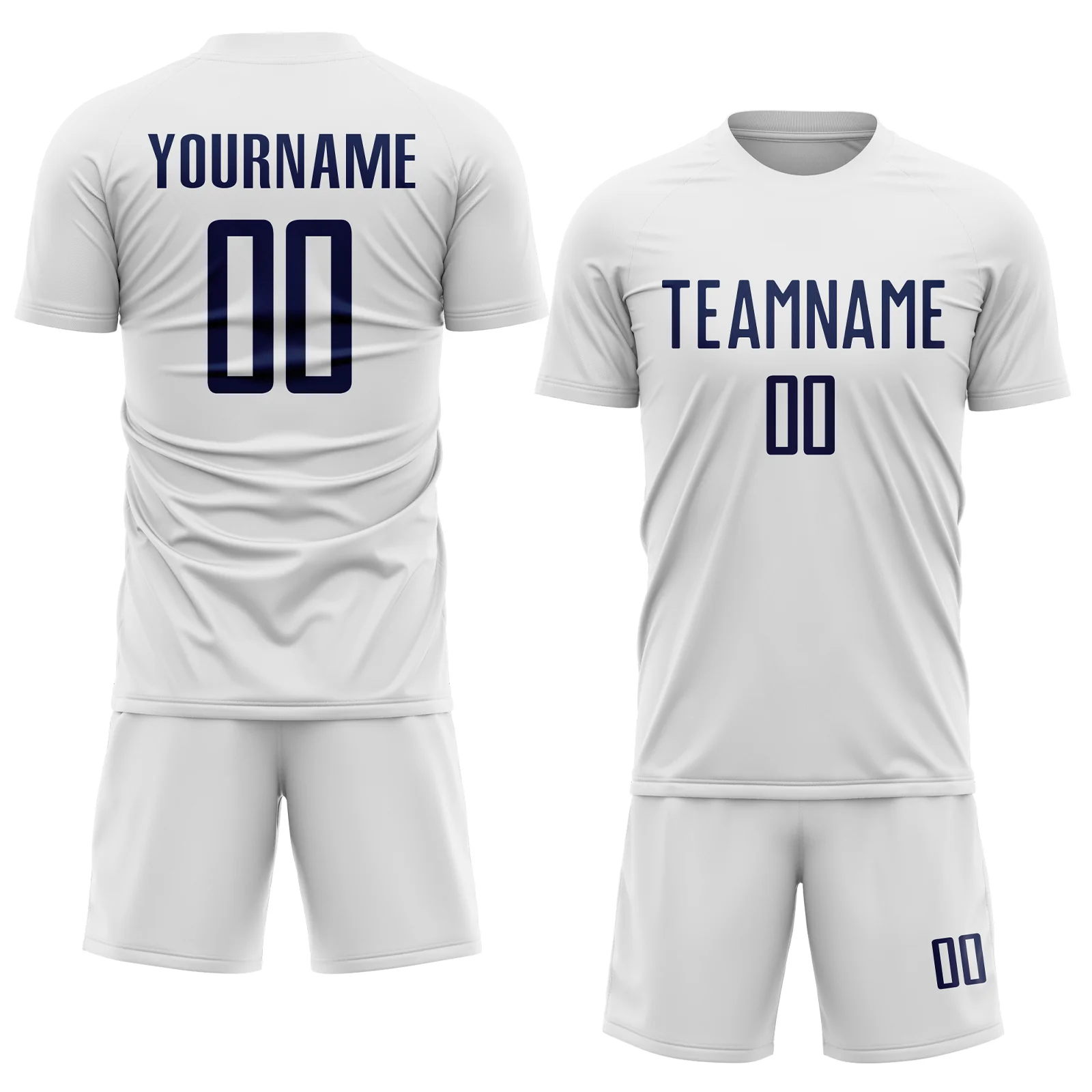 Custom White Navy Sublimation Soccer Uniform Jersey - Image 2