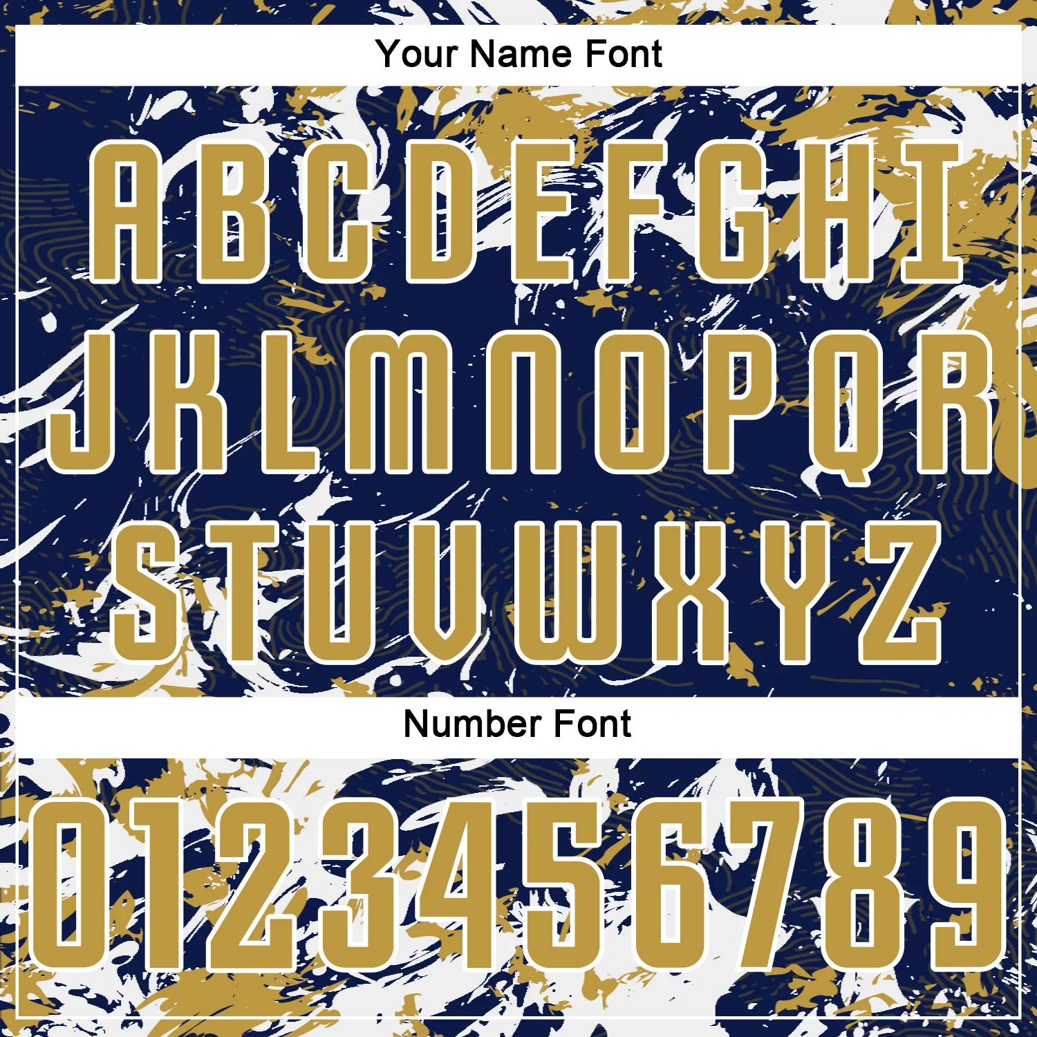 Custom Navy Old Gold-White Fluid Art Splash Sublimation Soccer Uniform Jersey - Image 6