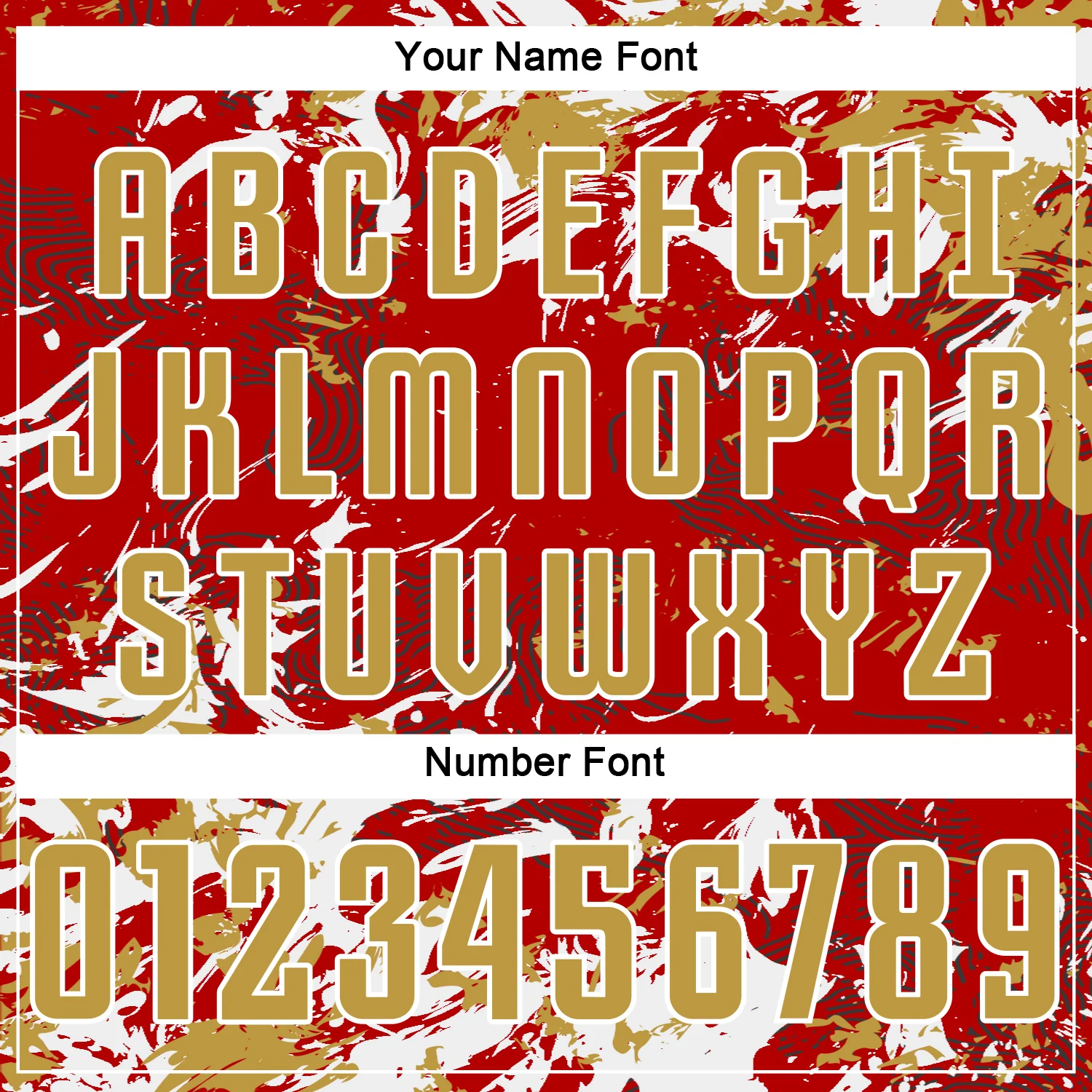 Custom Red Old Gold-White Fluid Art Splash Sublimation Soccer Uniform Jersey - Image 6