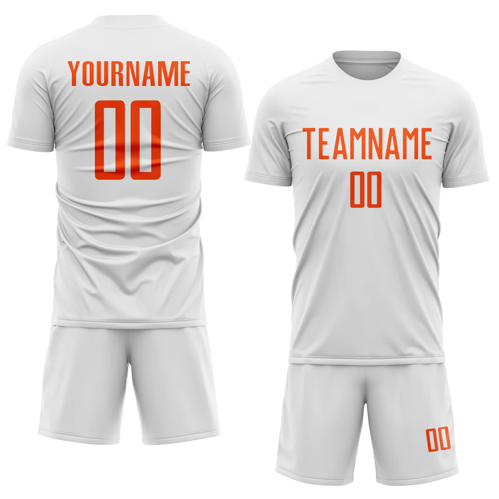 Custom White Orange Sublimation Soccer Uniform Jersey - Image 2