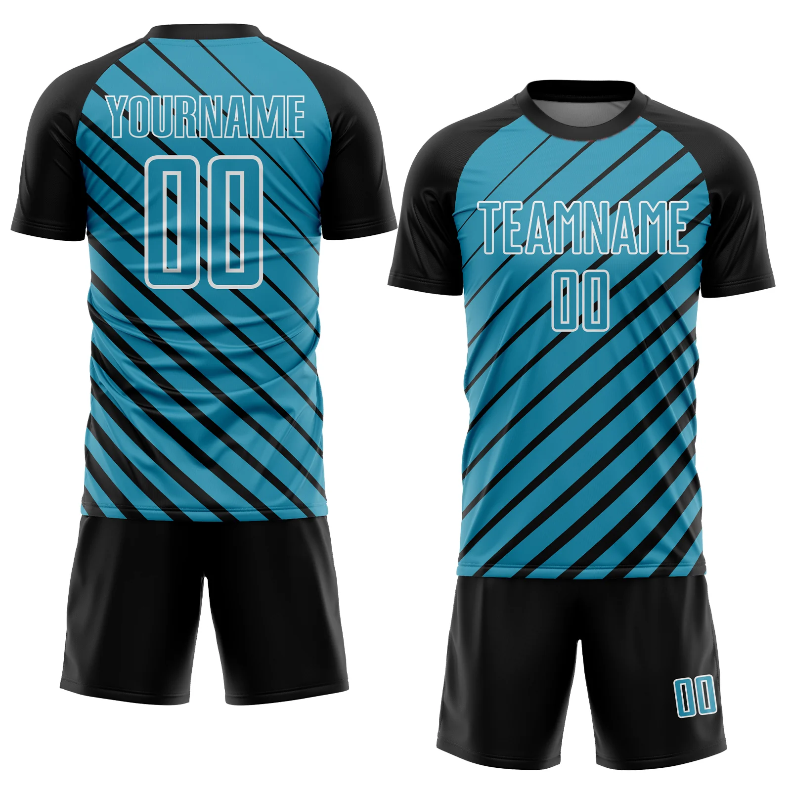 Custom Black Panther Blue-White Lines Sublimation Soccer Uniform Jersey - Image 2