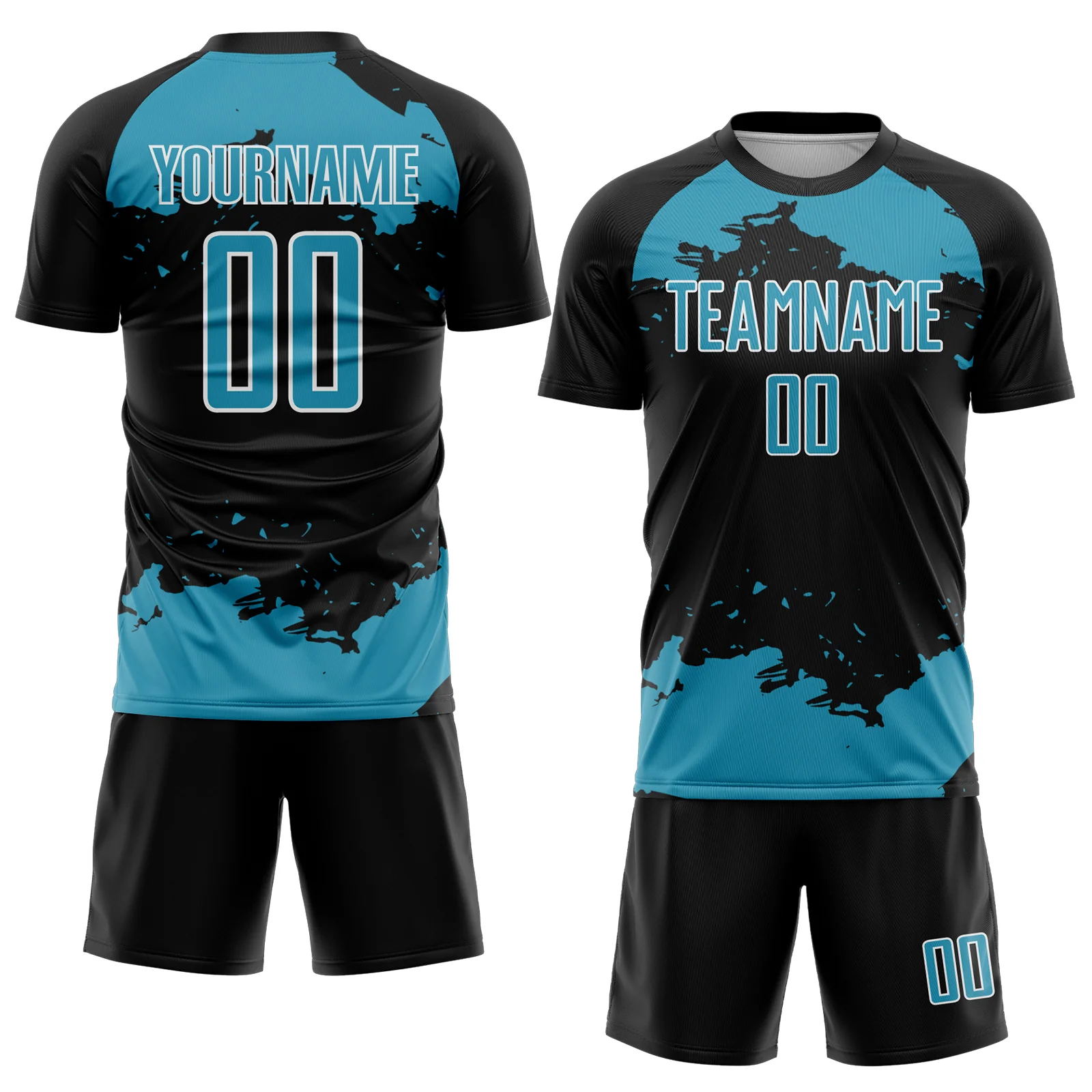 Custom Black Panther Blue-White Abstract Fragment Art Sublimation Soccer Uniform Jersey - Image 2