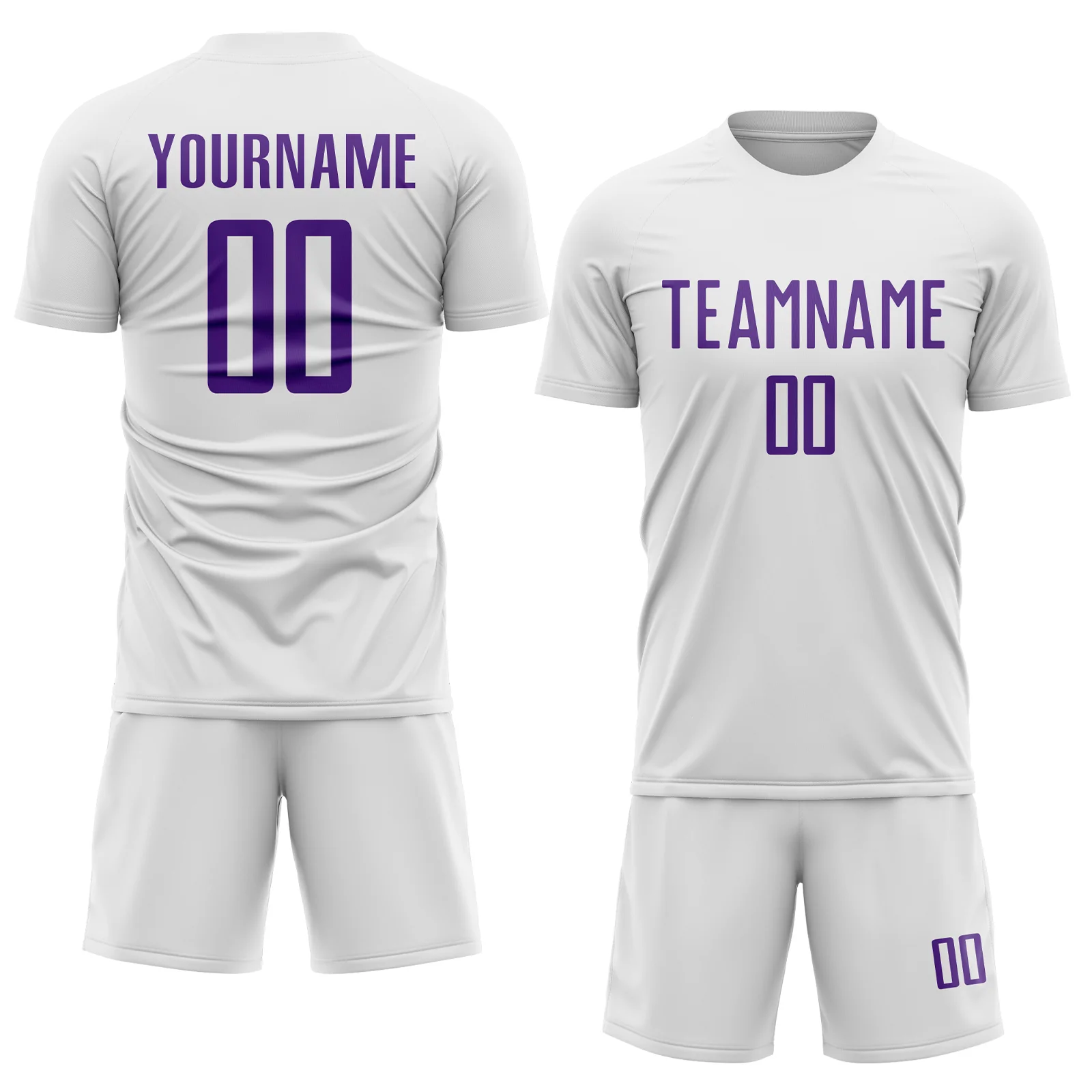 Custom White Purple Sublimation Soccer Uniform Jersey - Image 2