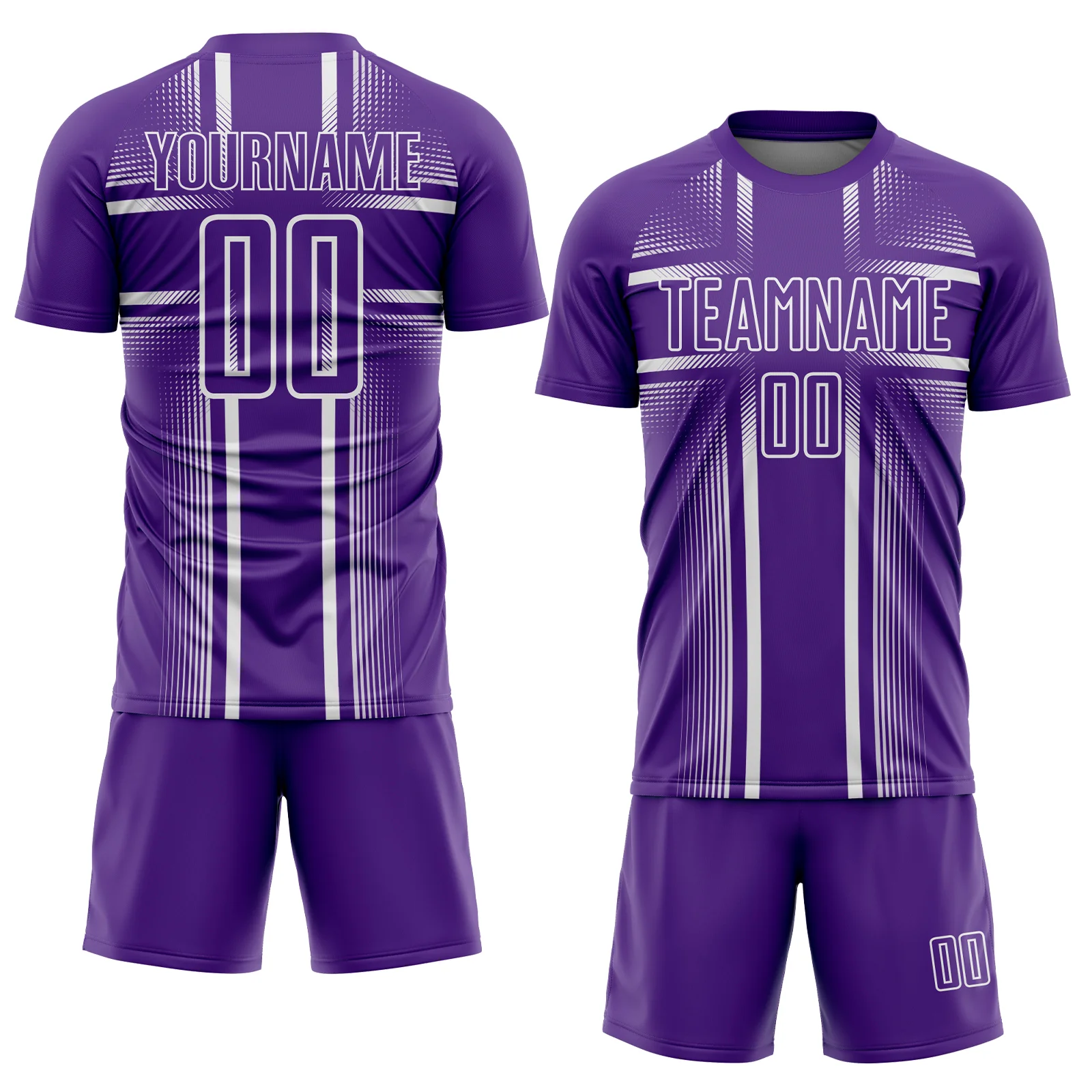 Custom Purple White Lines Sublimation Soccer Uniform Jersey - Image 2