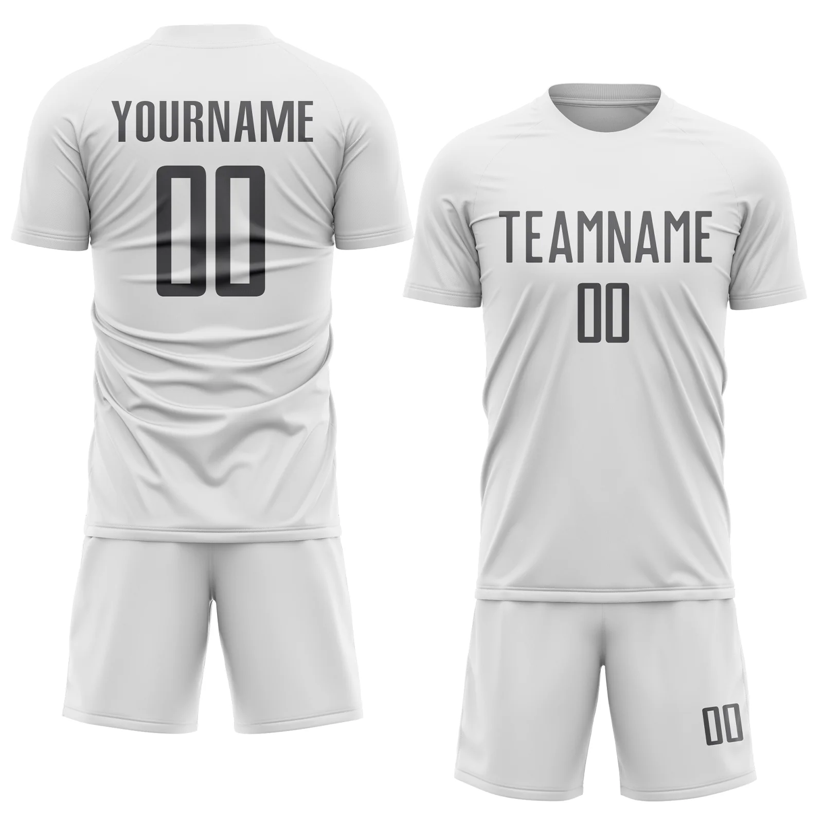 Custom White Steel Gray Sublimation Soccer Uniform Jersey - Image 2