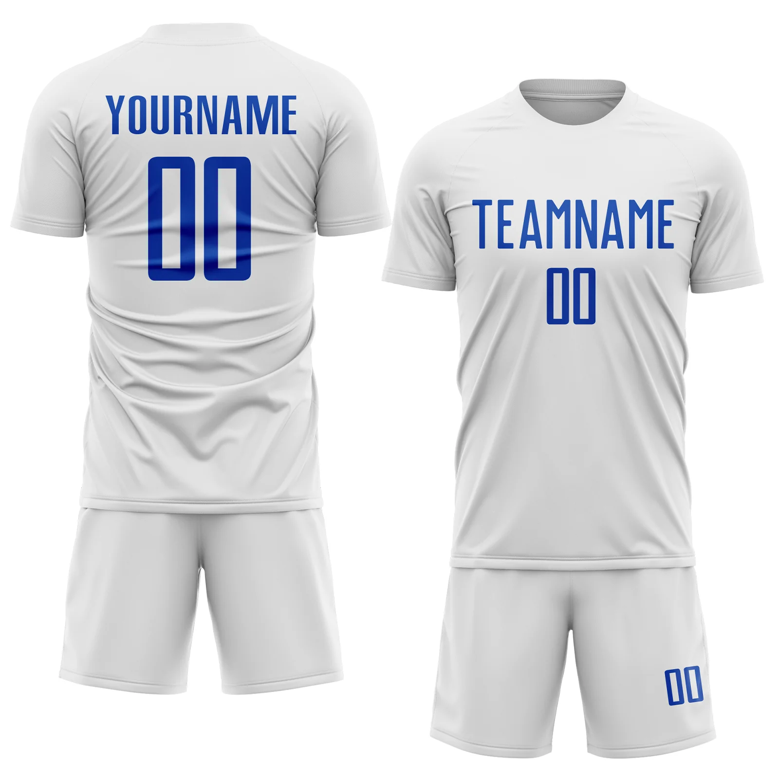 Custom White Thunder Blue Sublimation Soccer Uniform Jersey - Image 2