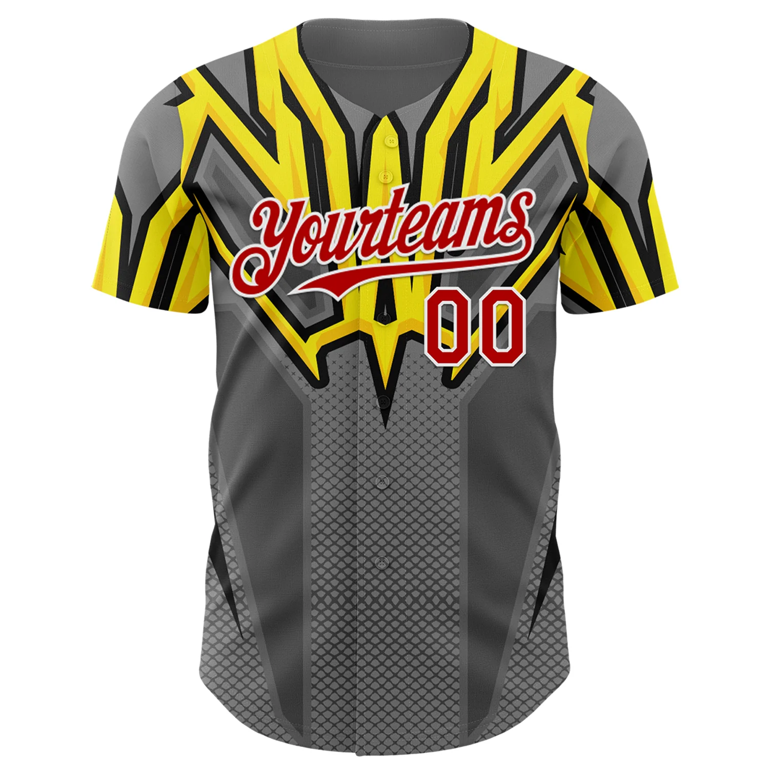 Custom Steel Gray Red White Yellow-Black Car Racing Formula Auto Motorsport Authentic Baseball Jersey - Image 2