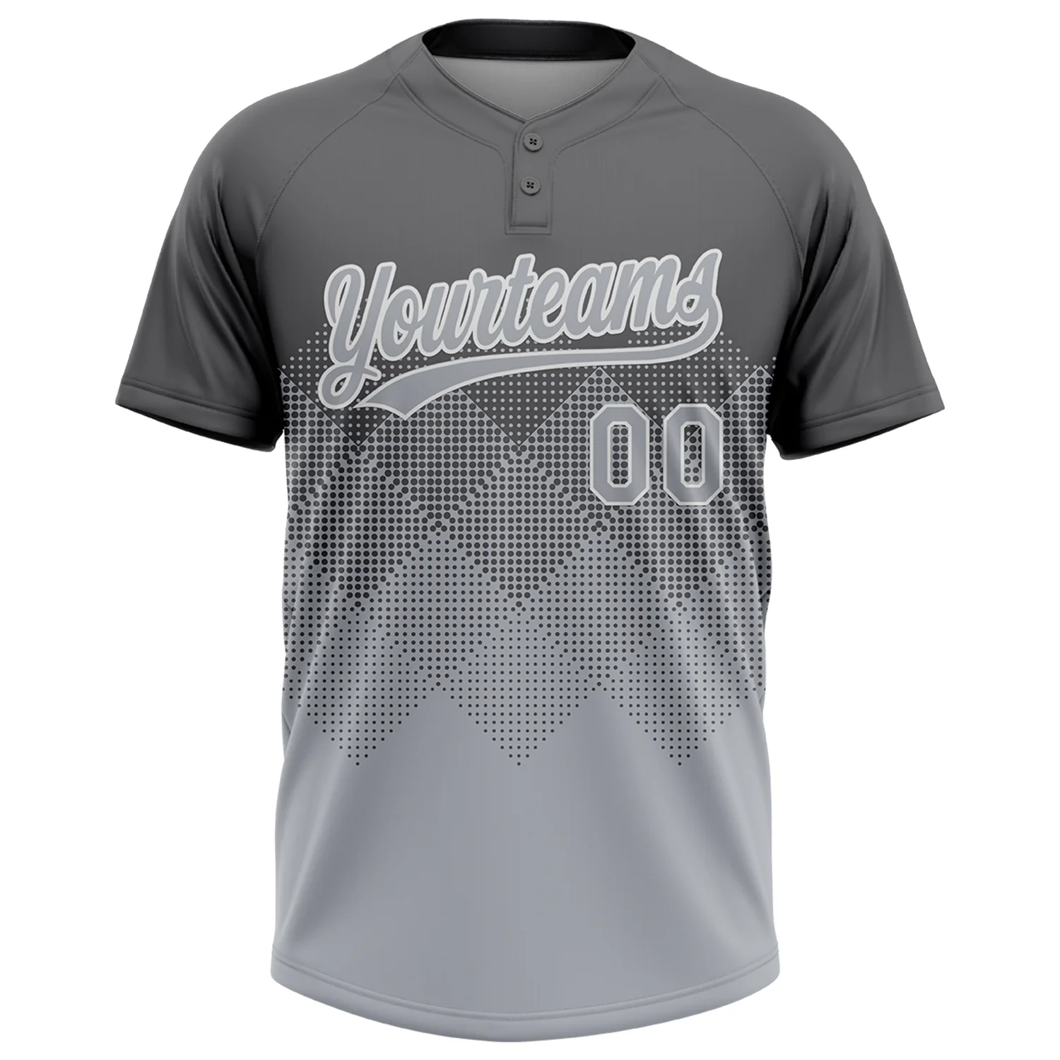 Custom Steel Gray Gray-White 3D Gradient Square Shape Two-Button Unisex Softball Jersey - Image 2