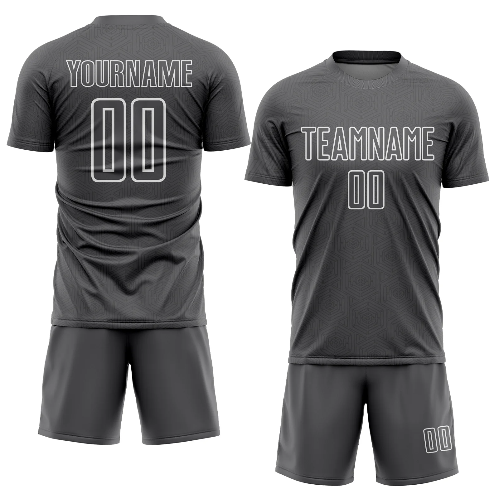 Custom Steel Gray White Geometric Shape Sublimation Soccer Uniform Jersey - Image 2