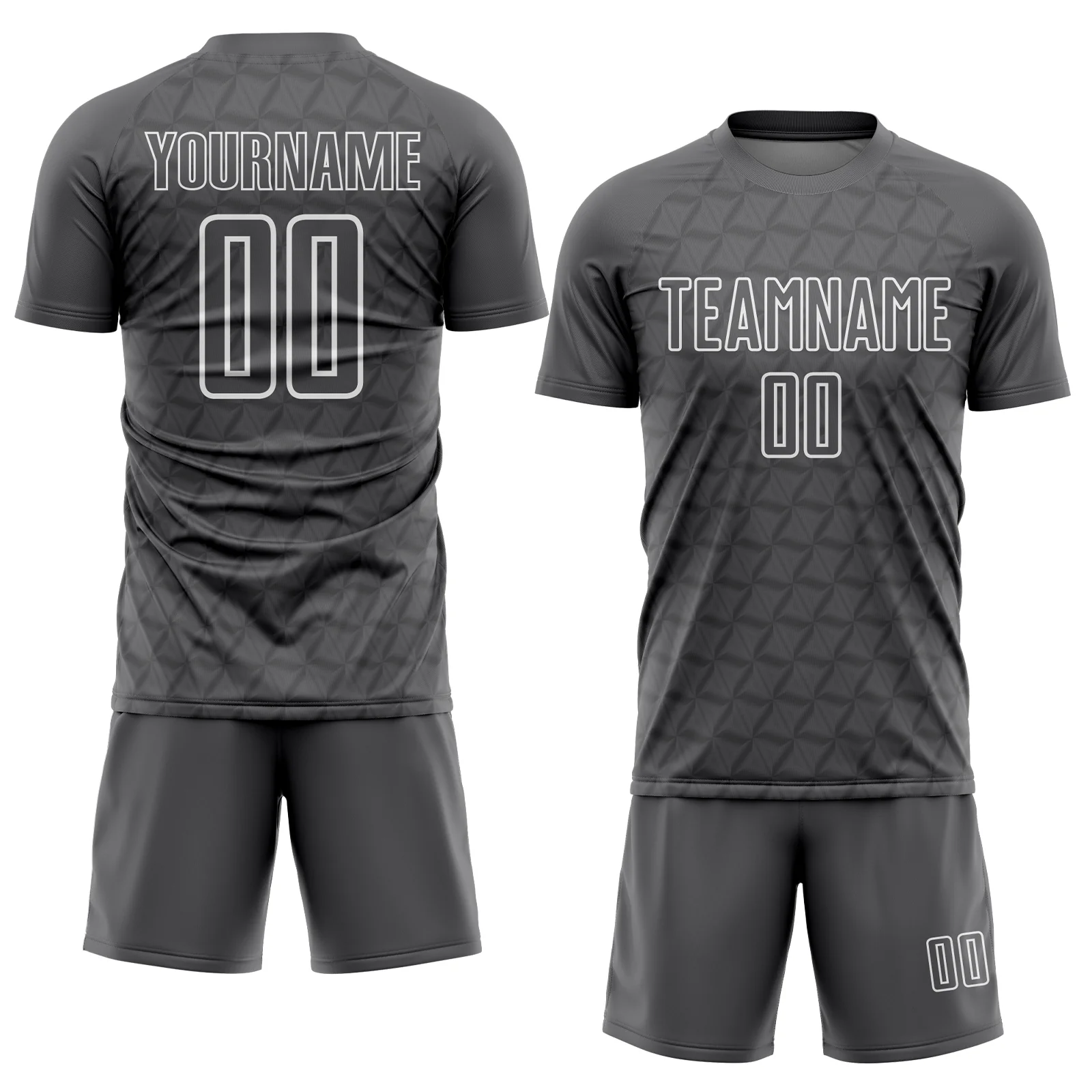Custom Steel Gray White Geometric Shape Sublimation Soccer Uniform Jersey - Image 2