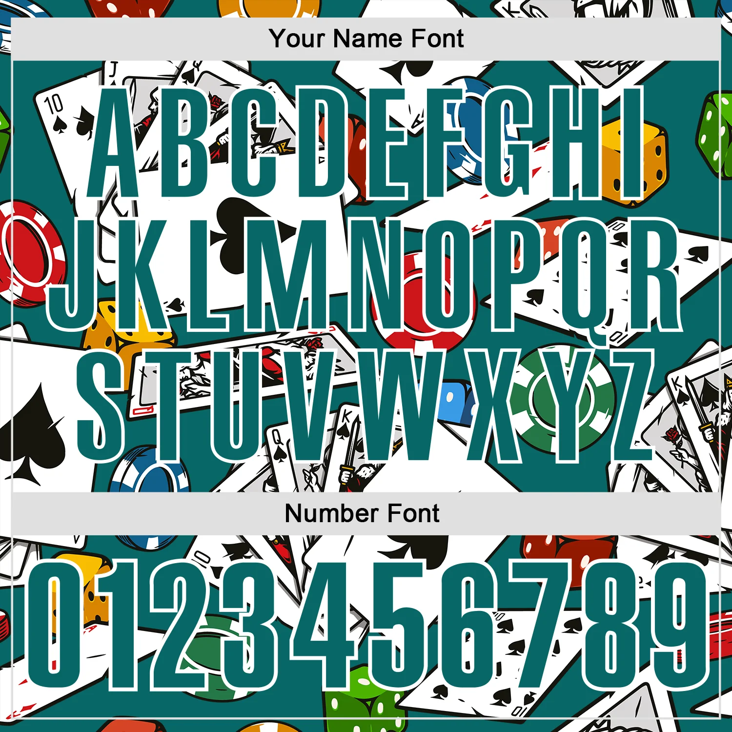 Custom Teal White 3D Gambling Poker Performance Polo Shirt - Image 5