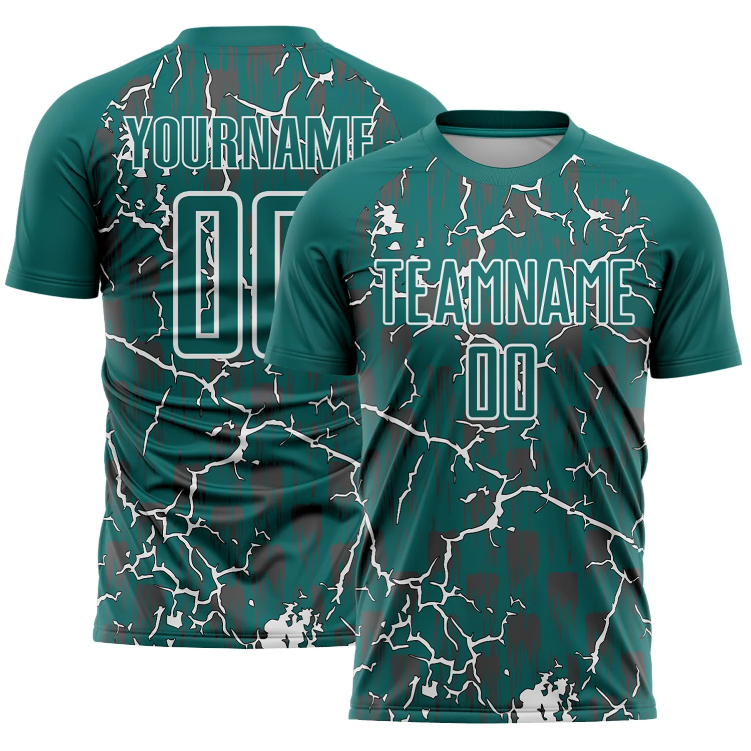 Custom Teal White Lightning Sublimation Soccer Uniform Jersey