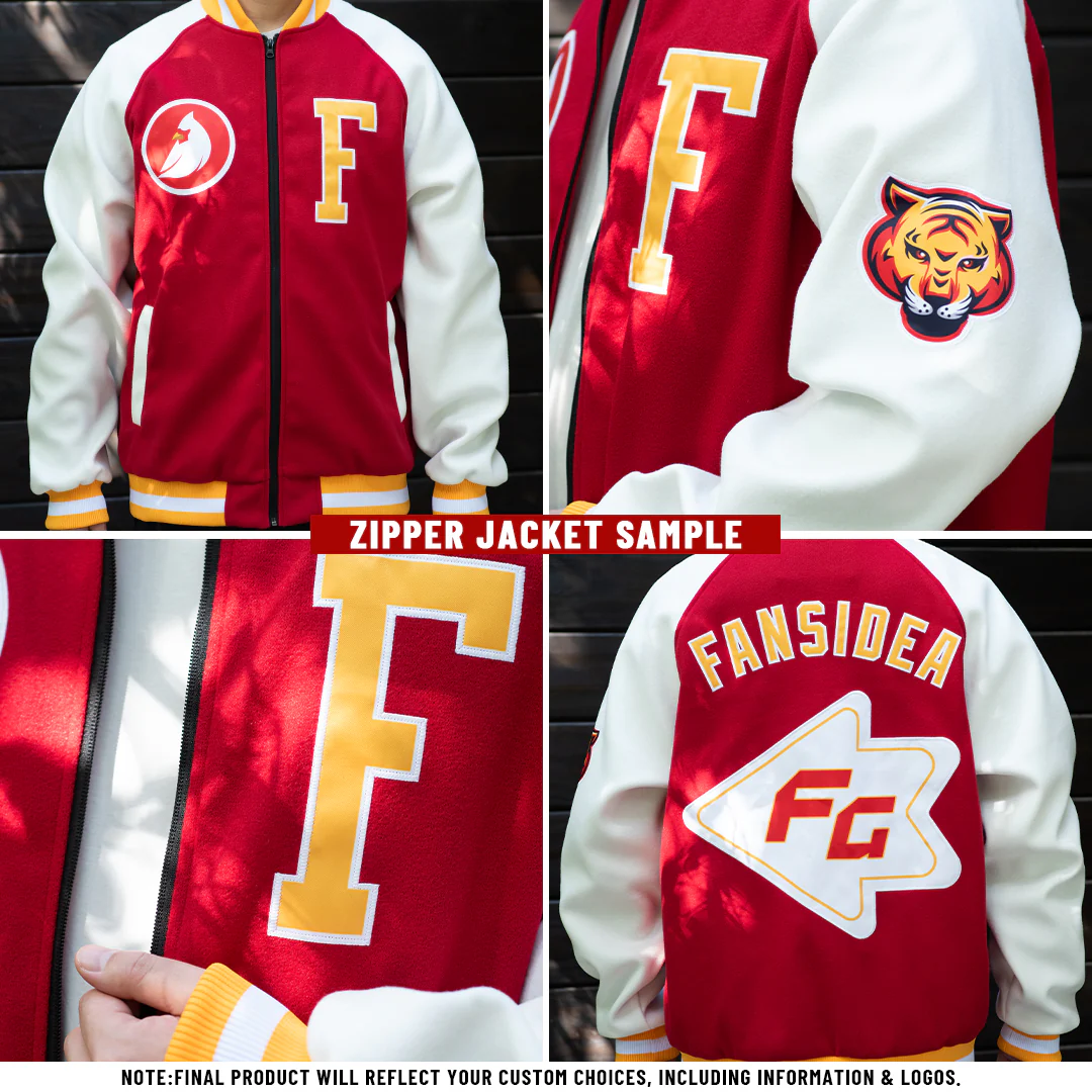Custom Texas Orange Black-White Bomber Varsity Letterman Zipper Jacket - Image 3