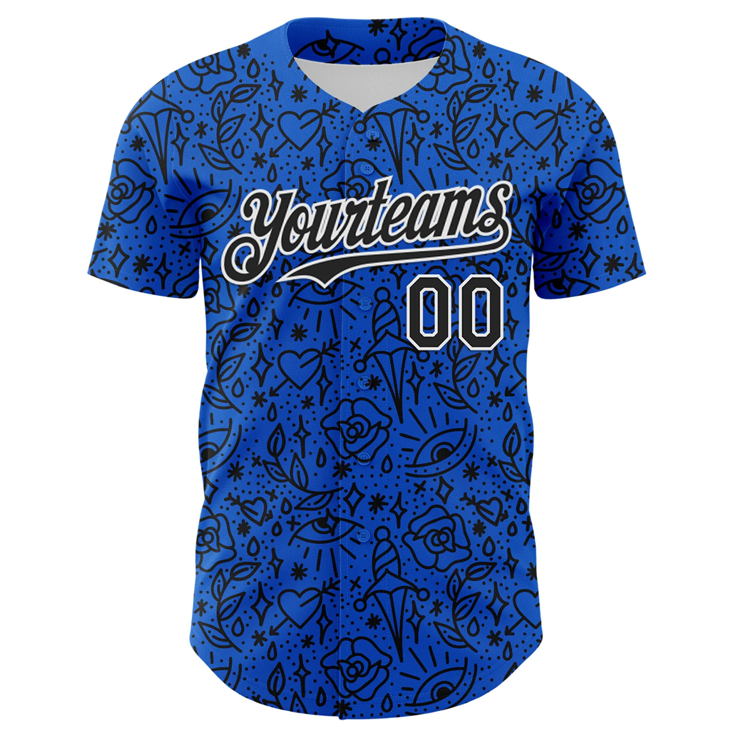 Custom Thunder Blue Black-White 3D Alexandra Ramirez Tattoo Pattern Street Art Authentic Baseball Jersey - Image 2