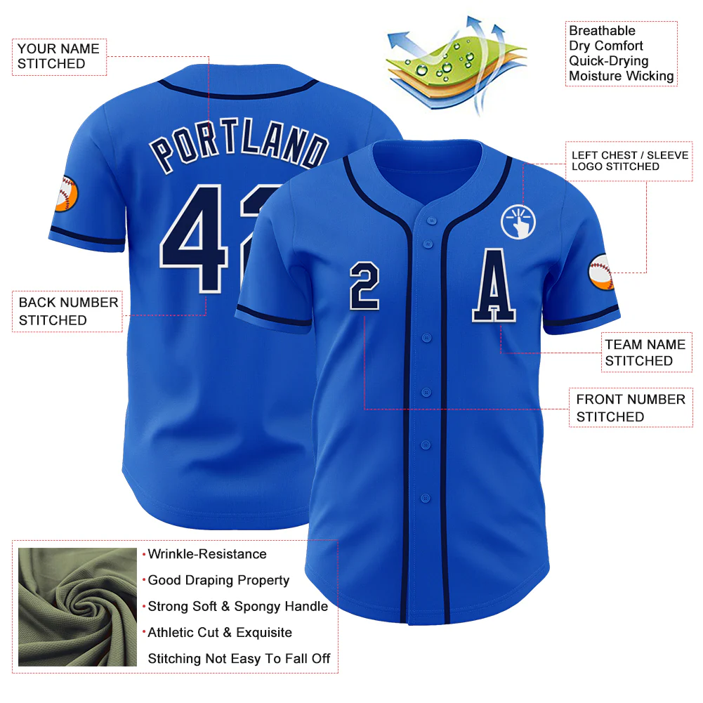 Custom Thunder Blue Navy-White Authentic Baseball Jersey - Image 2
