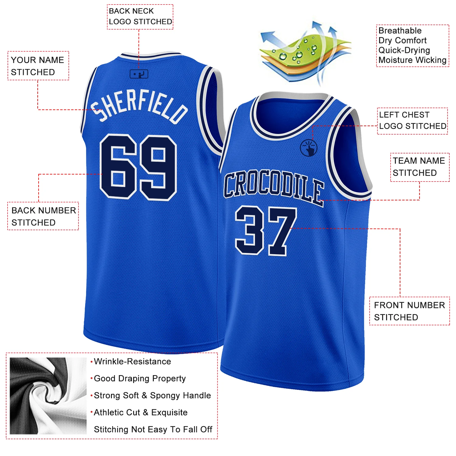 Custom Thunder Blue Navy-White Authentic Basketball Jersey - Image 2