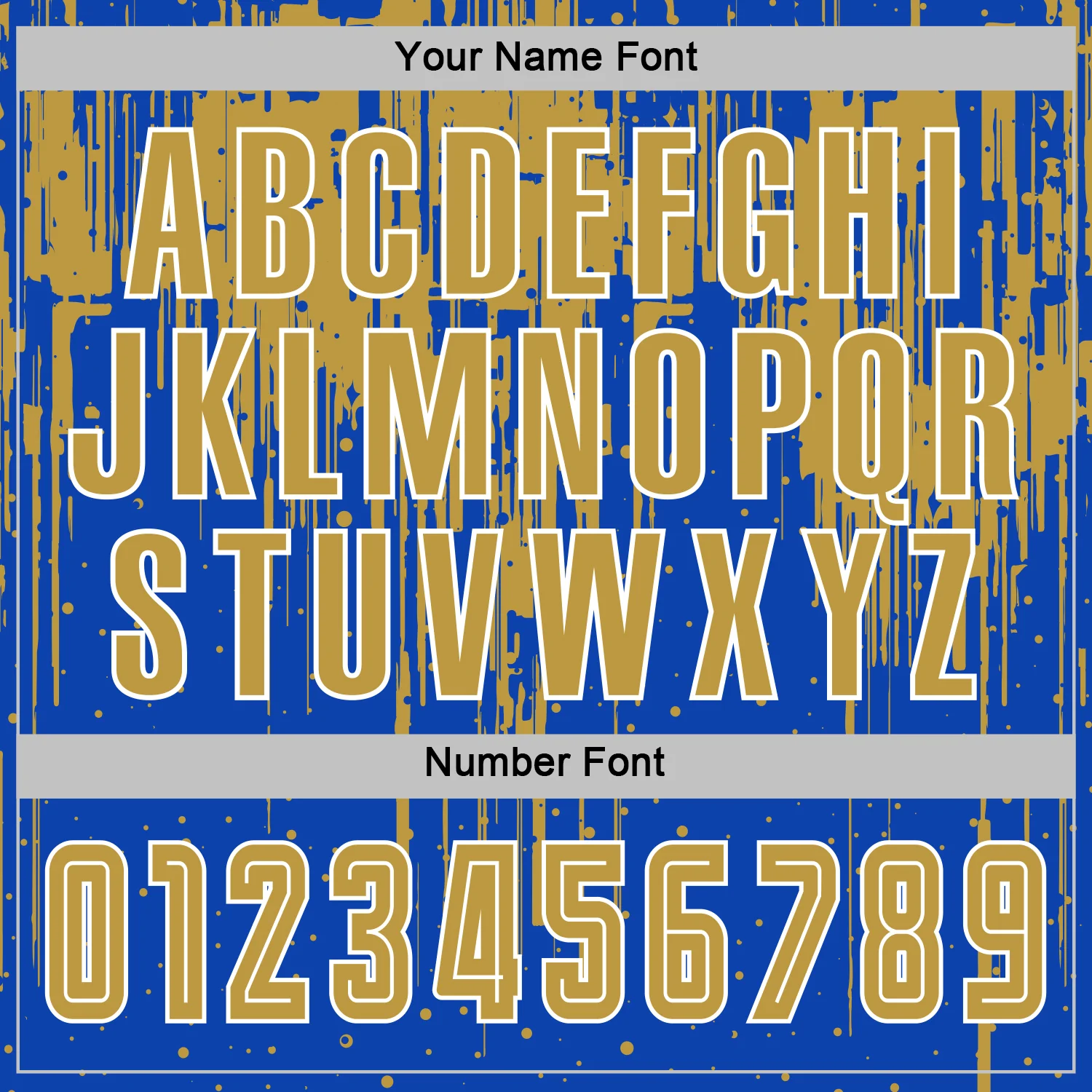 Custom Thunder Blue Old Gold-White Dripping Splatte Pattern Sports Sublimation Soccer Uniform Jersey - Image 6