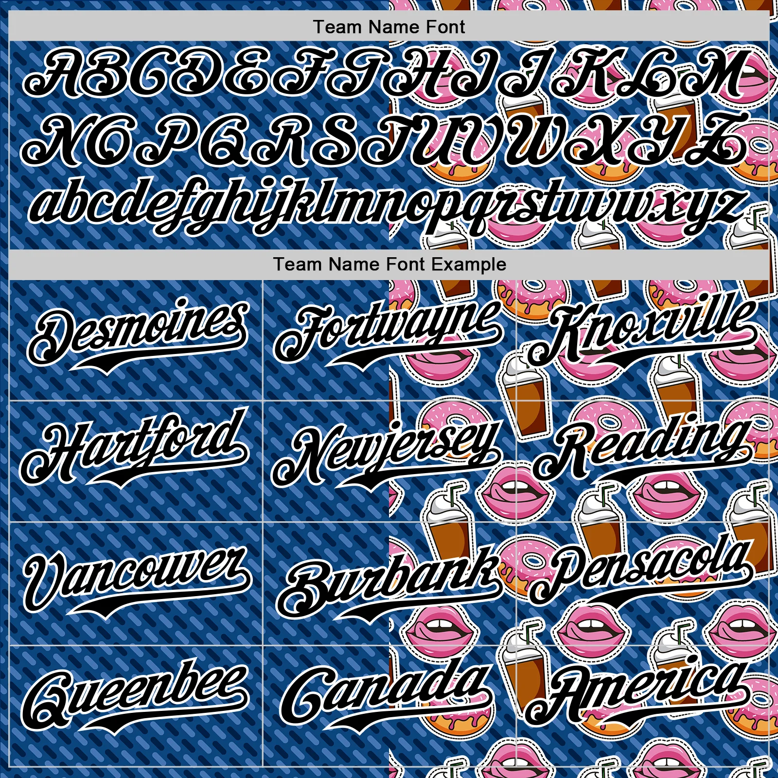 Custom US Navy Blue Black-White 3D Pattern Design Foodie Food Dessert Milkshake Donut Authentic Baseball Jersey - Image 4
