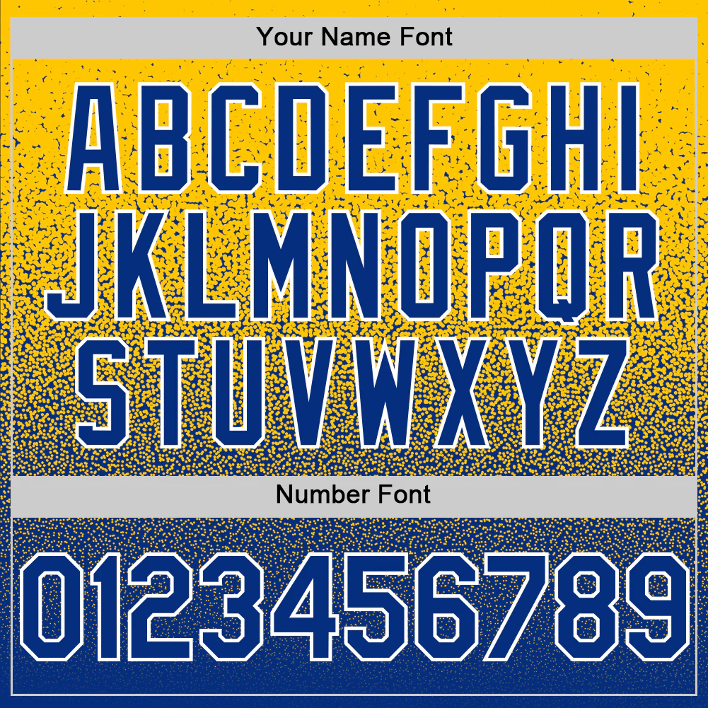 Custom Yellow Royal-White Fade Fashion Speckle Authentic Baseball Jersey - Image 5
