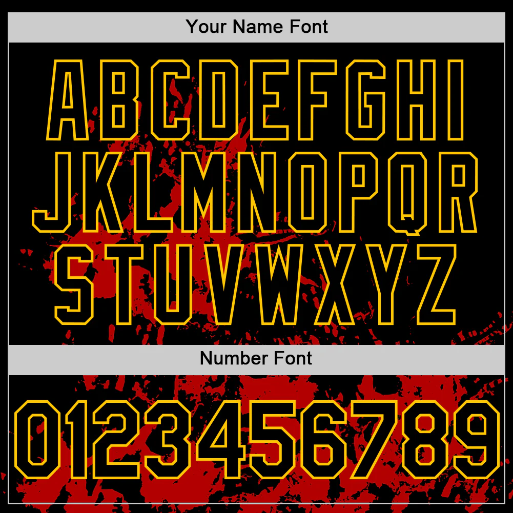 Custom Black Yellow-Red Splatter Authentic Baseball Jersey - Image 5