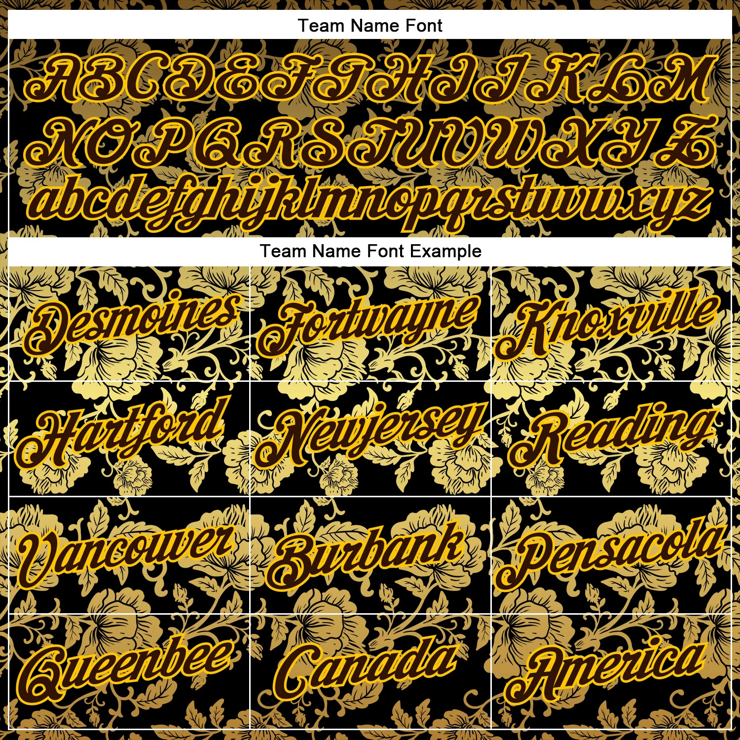 Custom Stitched Black Brown-Yellow 3D Pattern Design Golden Subtle Floral Sports Pullover Sweatshirt Hoodie - Image 3