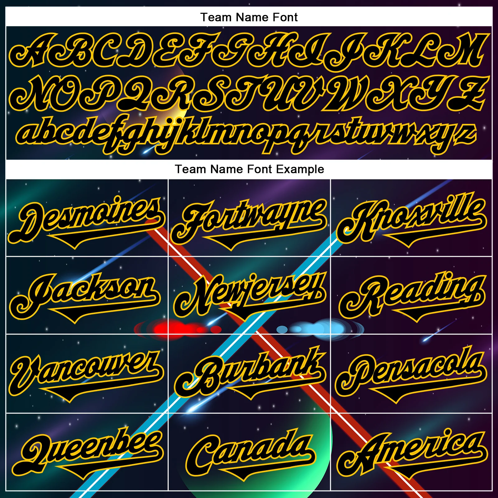 Custom Black Yellow 3D Pattern Design Outer Space Light Swords Authentic Baseball Jersey - Image 4