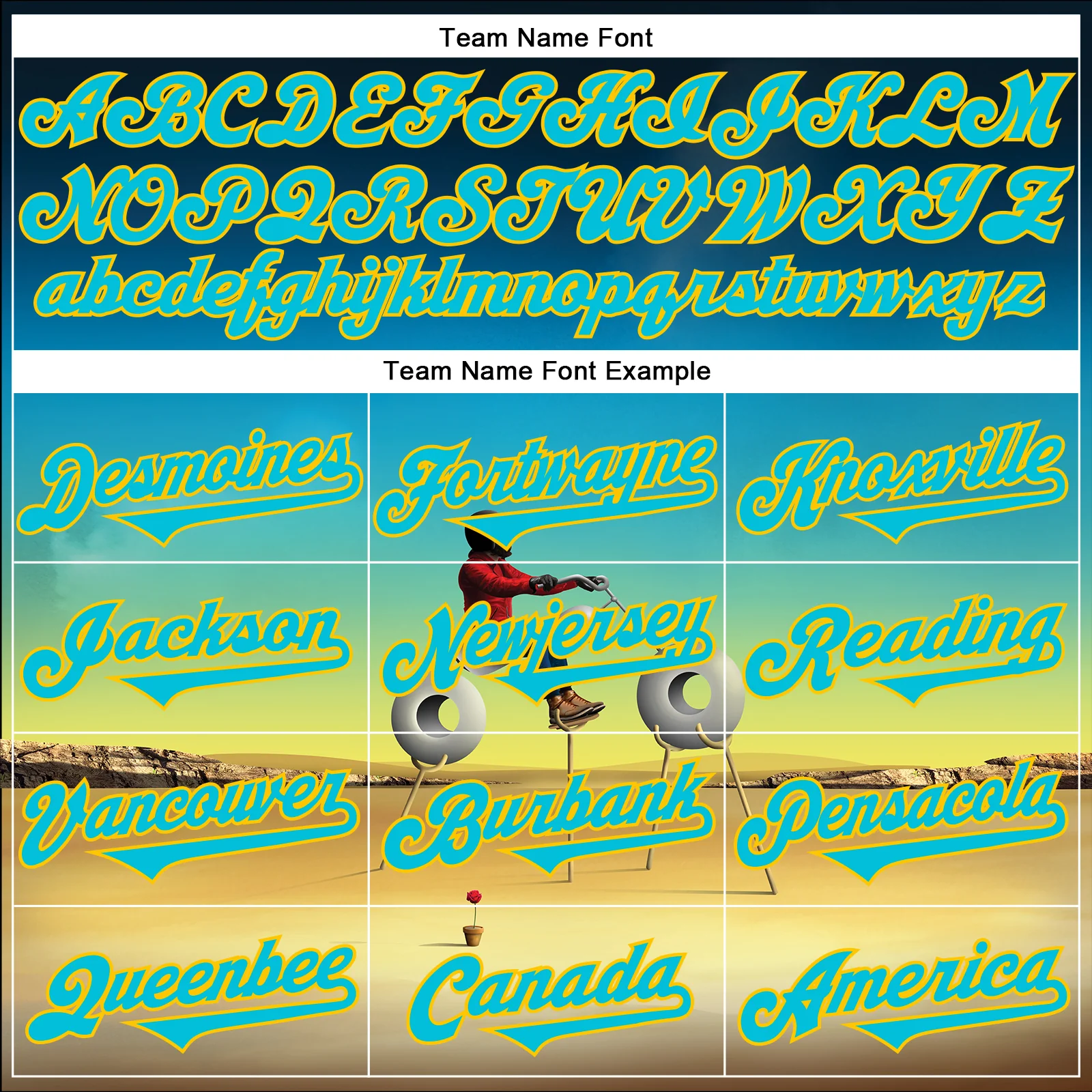 Custom Blue Lakes Blue-Yellow 3D Marcel Caram Man With Motorcycle Authentic Baseball Jersey - Image 4