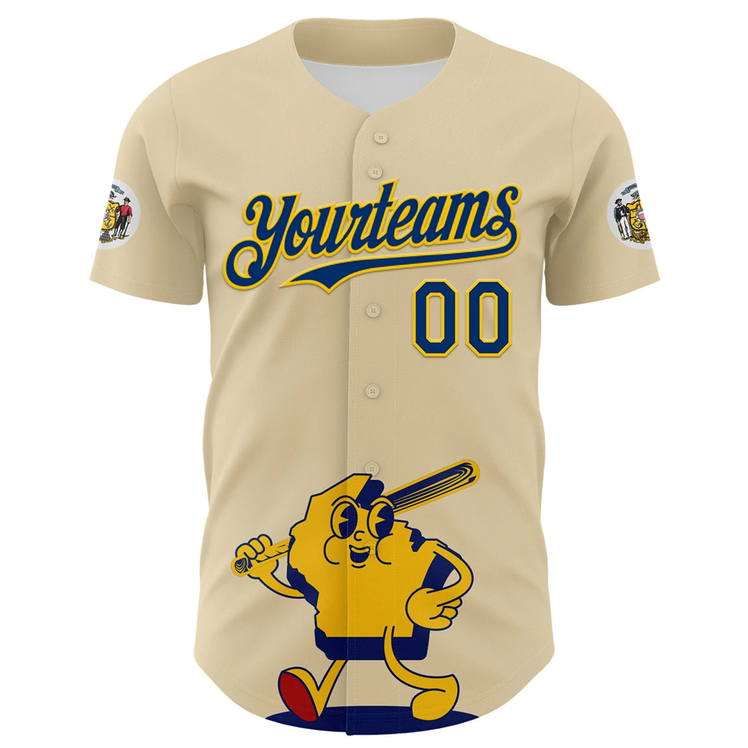 Custom Cream US Navy Blue Yellow-Red 3D Urban City Edition Sports Authentic Baseball Jersey - Image 2
