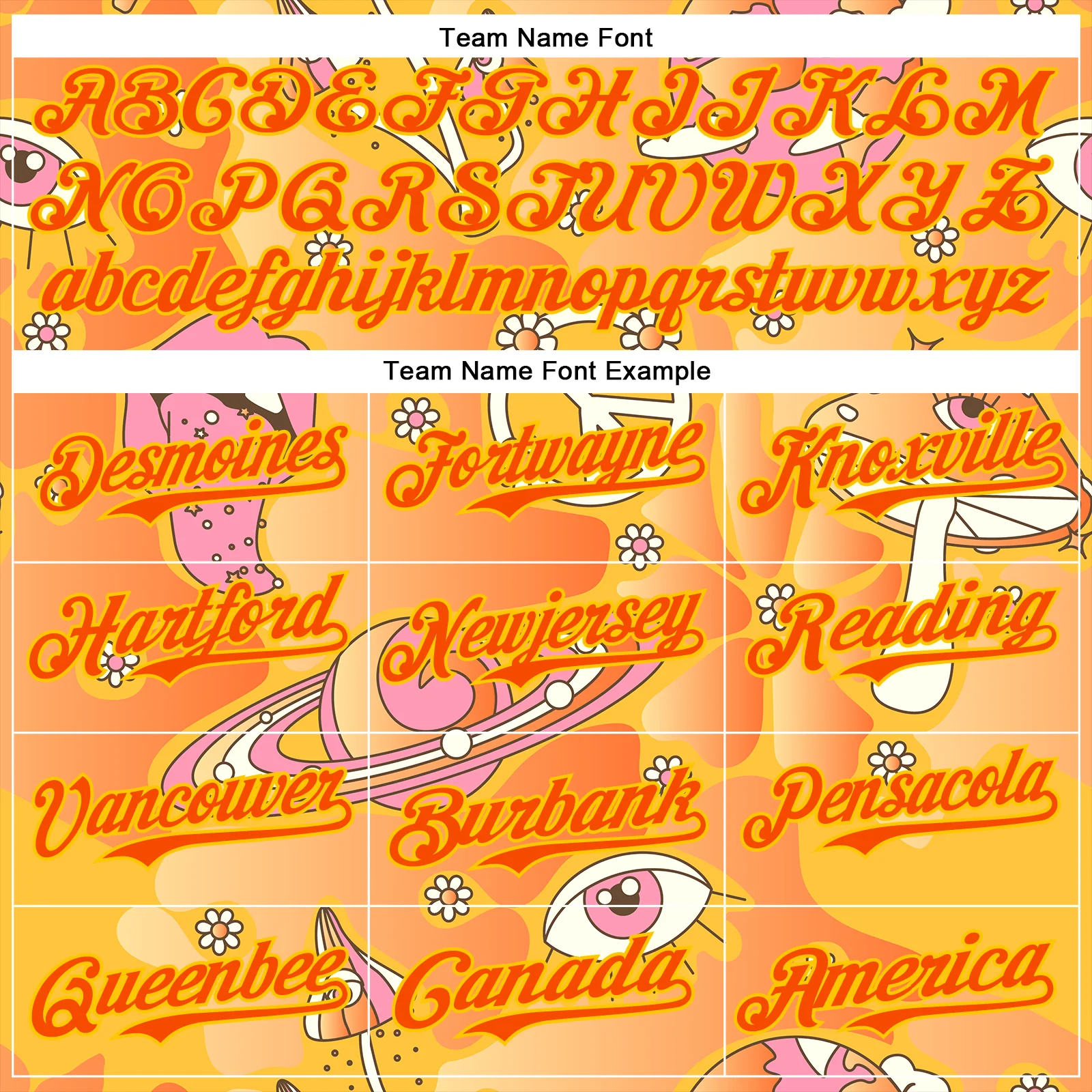 Custom Gold Orange-Yellow 3D Pattern Design Trippy Magic Mushrooms Groove Authentic Baseball Jersey - Image 4