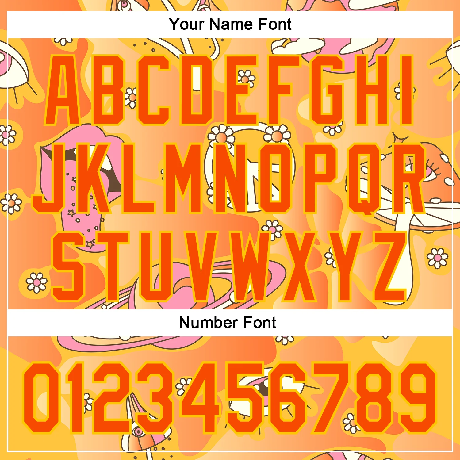 Custom Gold Orange-Yellow 3D Pattern Design Trippy Magic Mushrooms Groove Authentic Baseball Jersey - Image 5