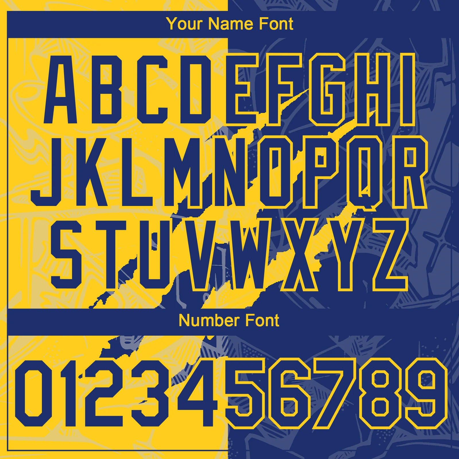 Custom Graffiti Pattern Royal-Yellow 3D Scratch Authentic Baseball Jersey - Image 5