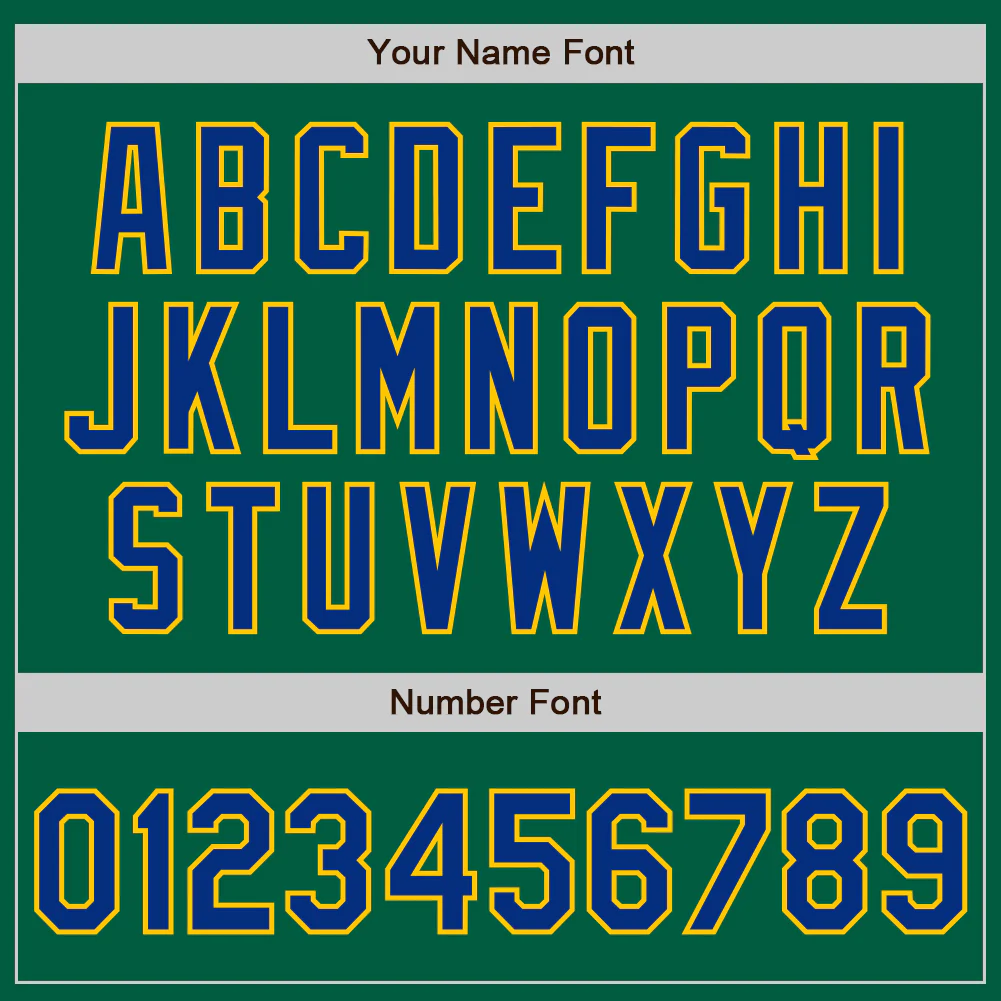 Custom Kelly Green Royal-Yellow Authentic Baseball Jersey - Image 4