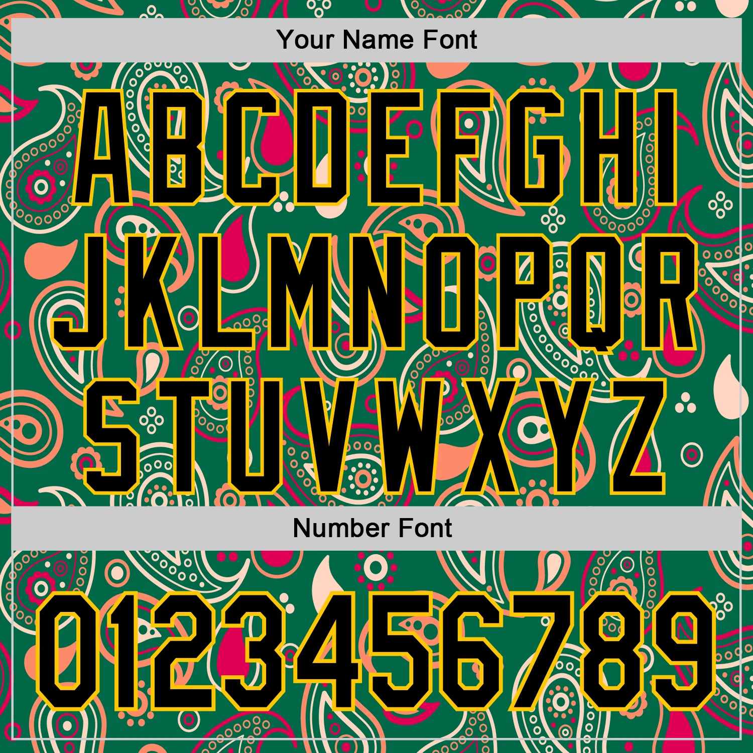 Custom Kelly Green Black-Yellow 3D Pattern Design Burner Costumes Paisley Bandana Authentic Baseball Jersey - Image 5