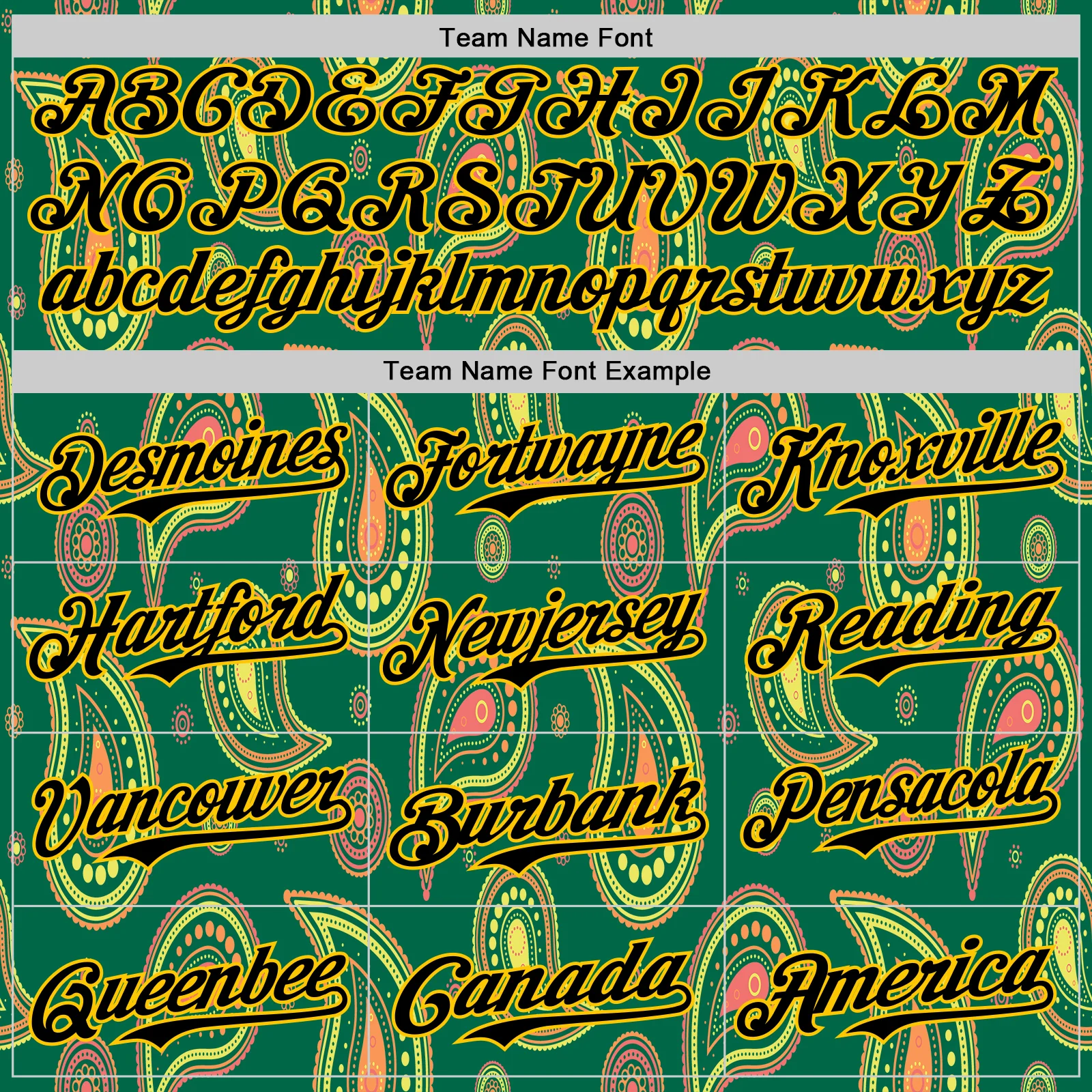 Custom Kelly Green Black-Yellow 3D Pattern Design Burner Costumes Paisley Bandana Authentic Baseball Jersey - Image 4