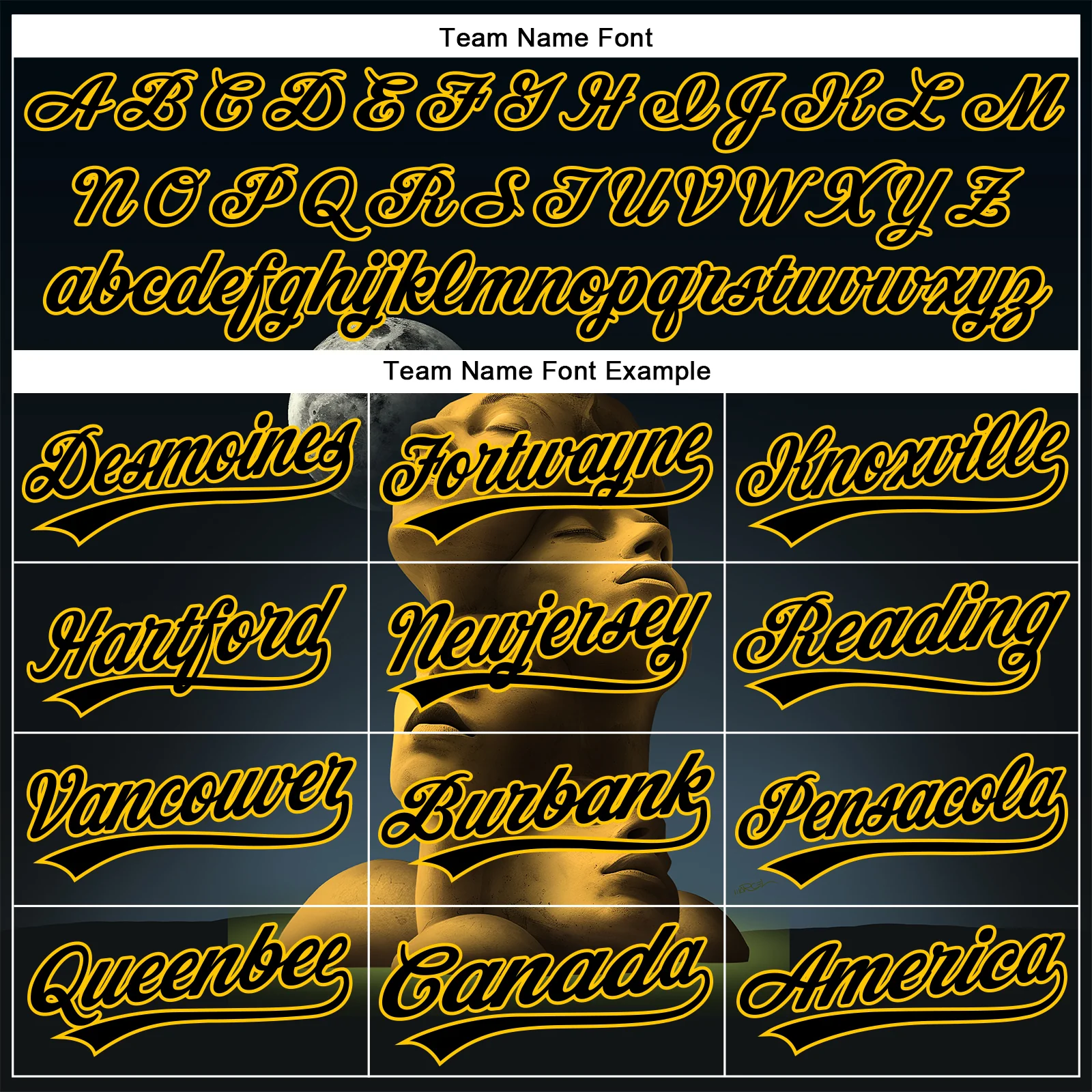 Custom Navy Black-Yellow 3D Marcel Caram Composition With Head Authentic Baseball Jersey - Image 4