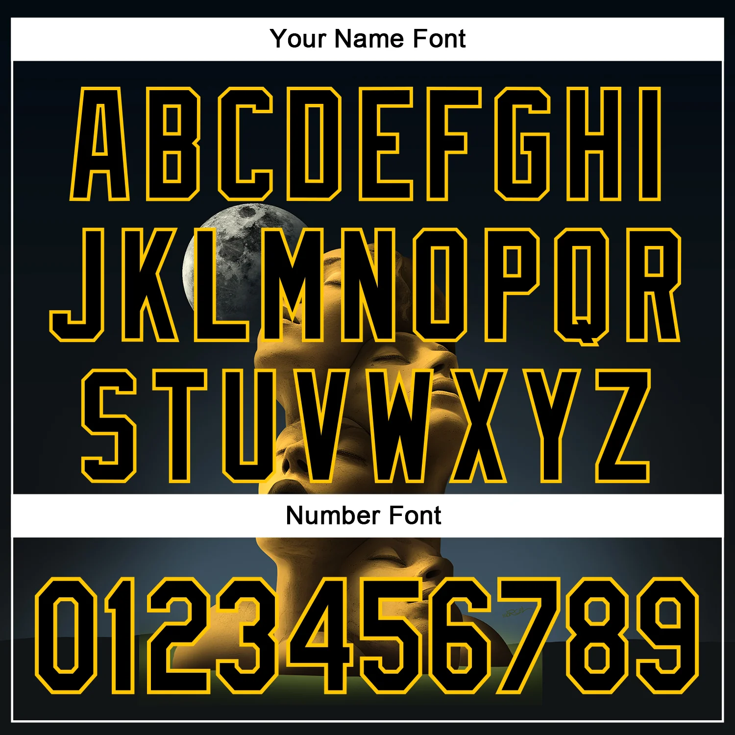 Custom Navy Black-Yellow 3D Marcel Caram Composition With Head Authentic Baseball Jersey - Image 5