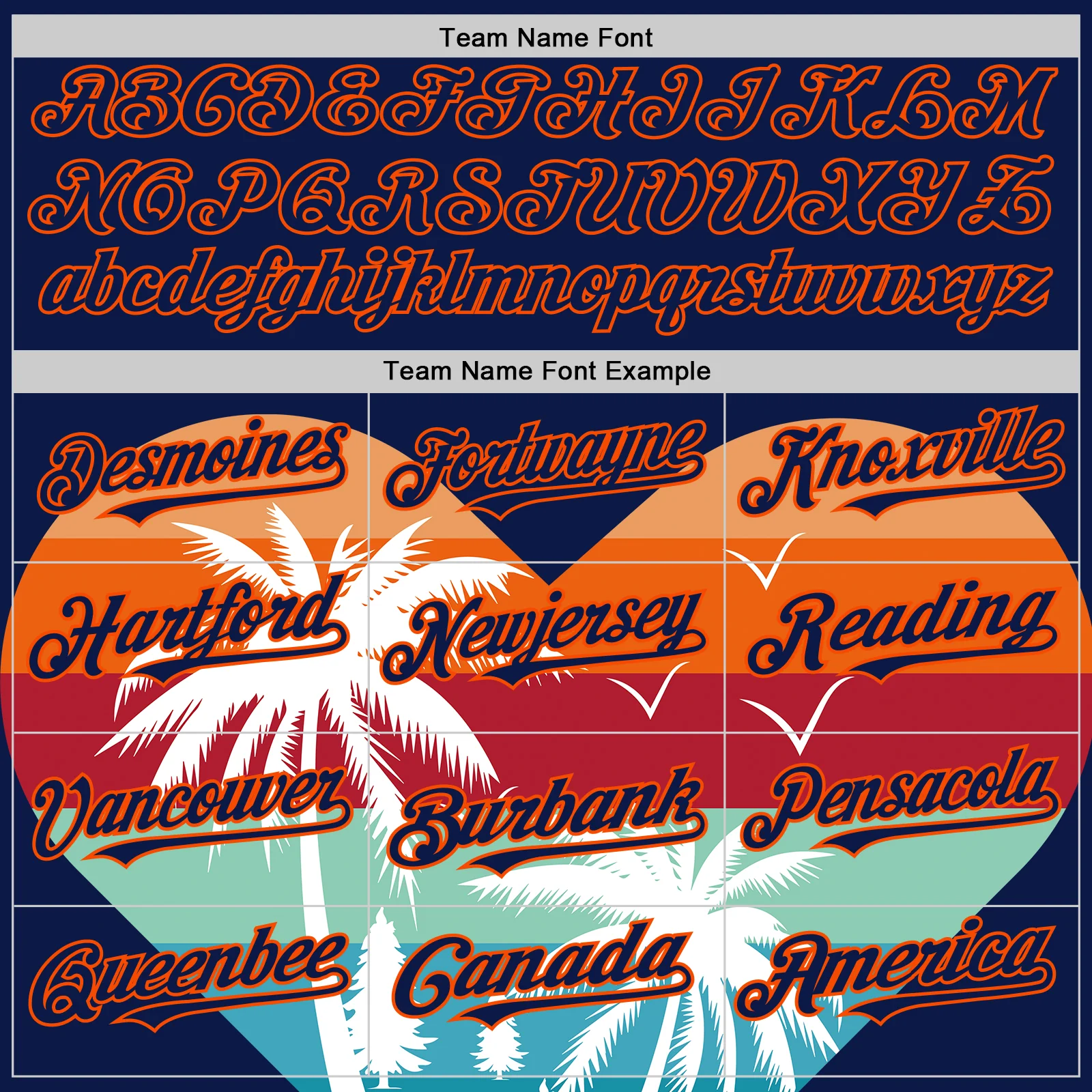 Custom Navy Orange Valentine's Day Coconut Trees Authentic Baseball Jersey - Image 4