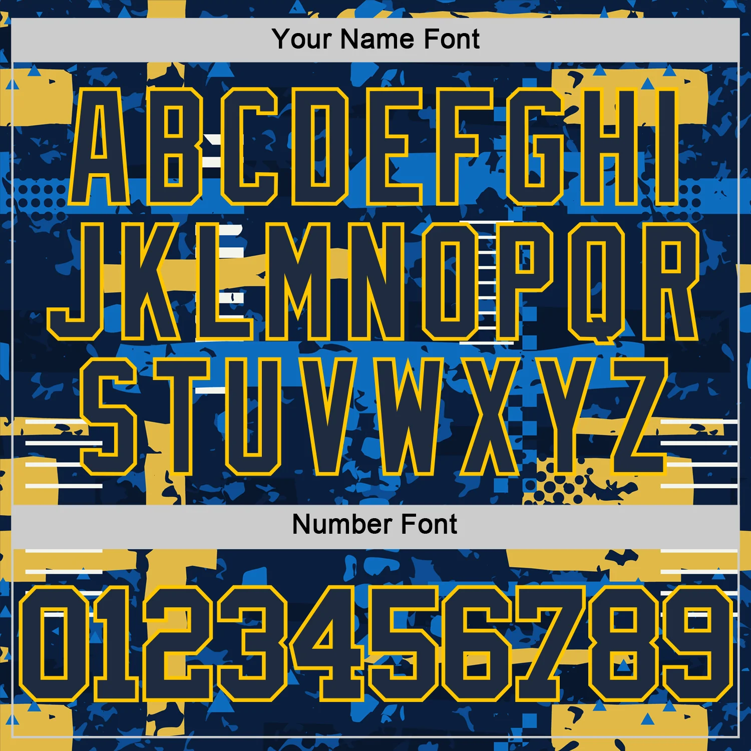 Custom Navy Yellow Abstract Shape Fragment Art Round Neck Sublimation Basketball Suit Jersey - Image 5
