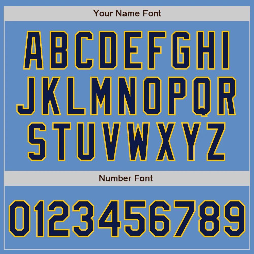 Custom Powder Blue Navy-Yellow Authentic Baseball Jersey - Image 5