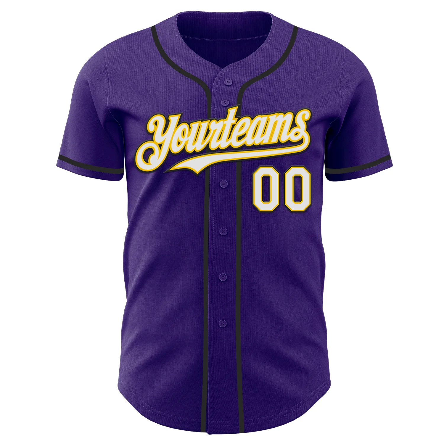 Custom Purple White Yellow-Black Authentic Baseball Jersey - Image 2