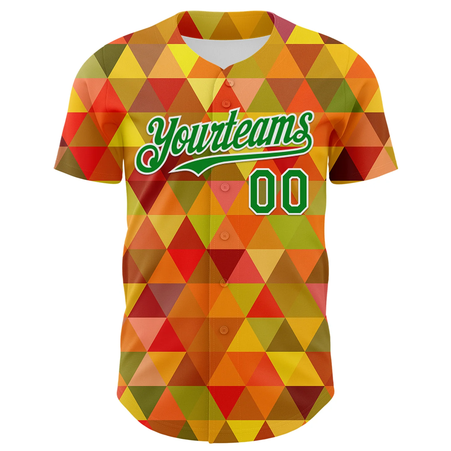 Custom Red Grass Green Yellow-White 3D Pattern Design Black History Month Abstract Geometric Authentic Baseball Jersey - Image 2
