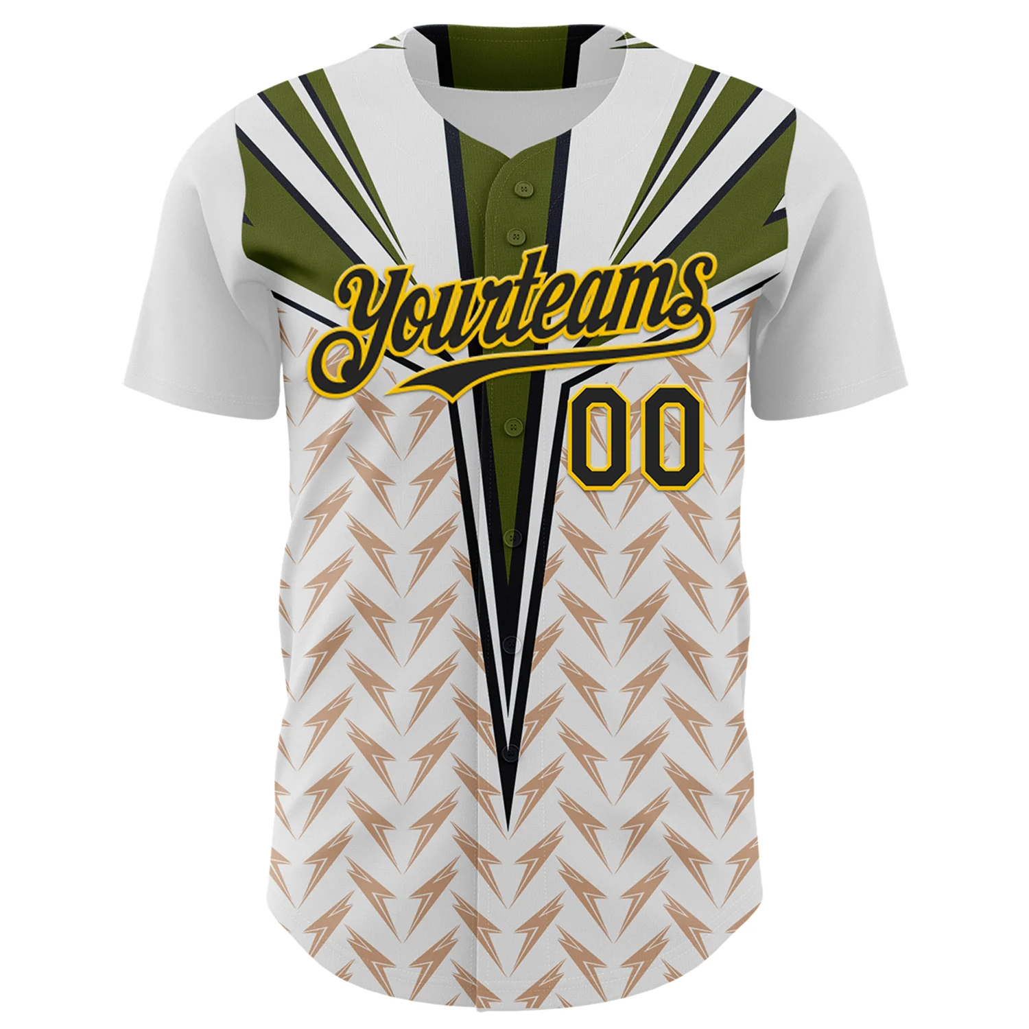 Custom White Black-Yellow 3D Pattern Design Burner Costumes Lightning Authentic Baseball Jersey - Image 2
